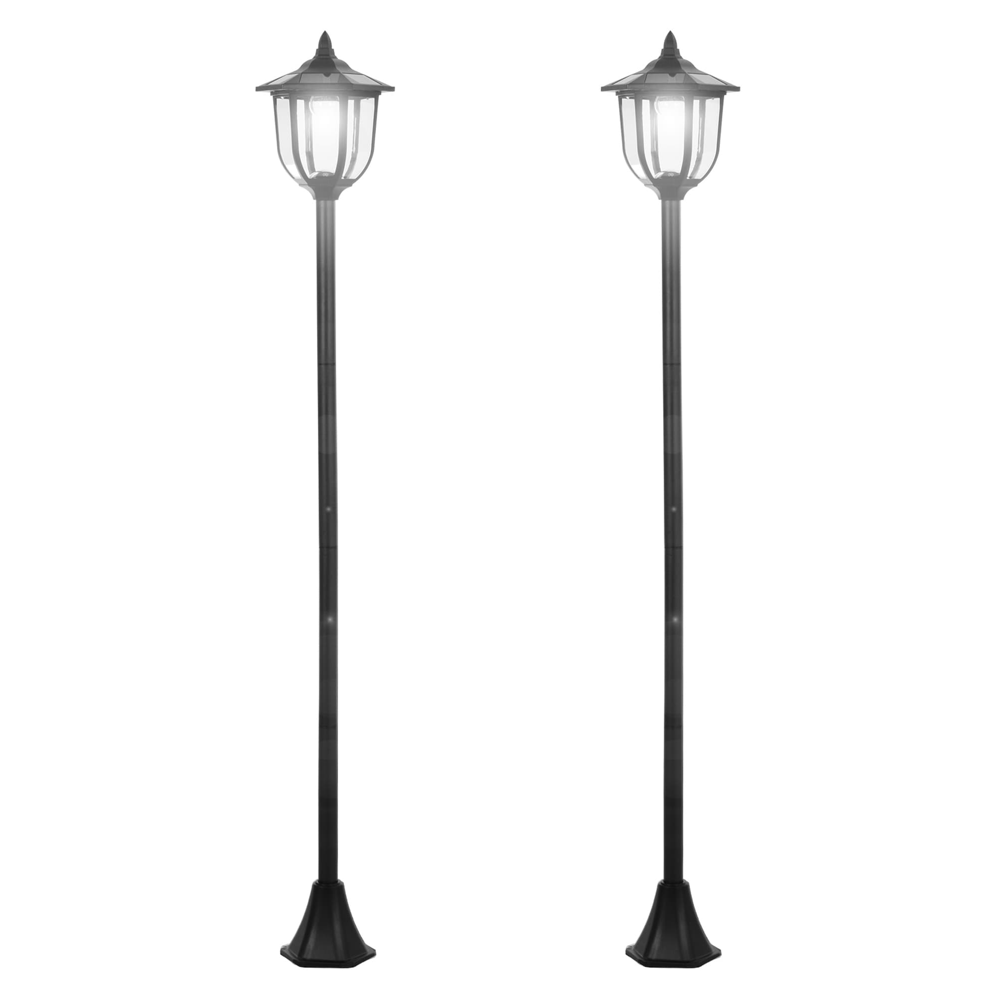 Outsunny Lot de 2 luminaires extérieurs lampadaire sur pied solaire lampadaire lanterne classique LED 60 Lm max. noir
