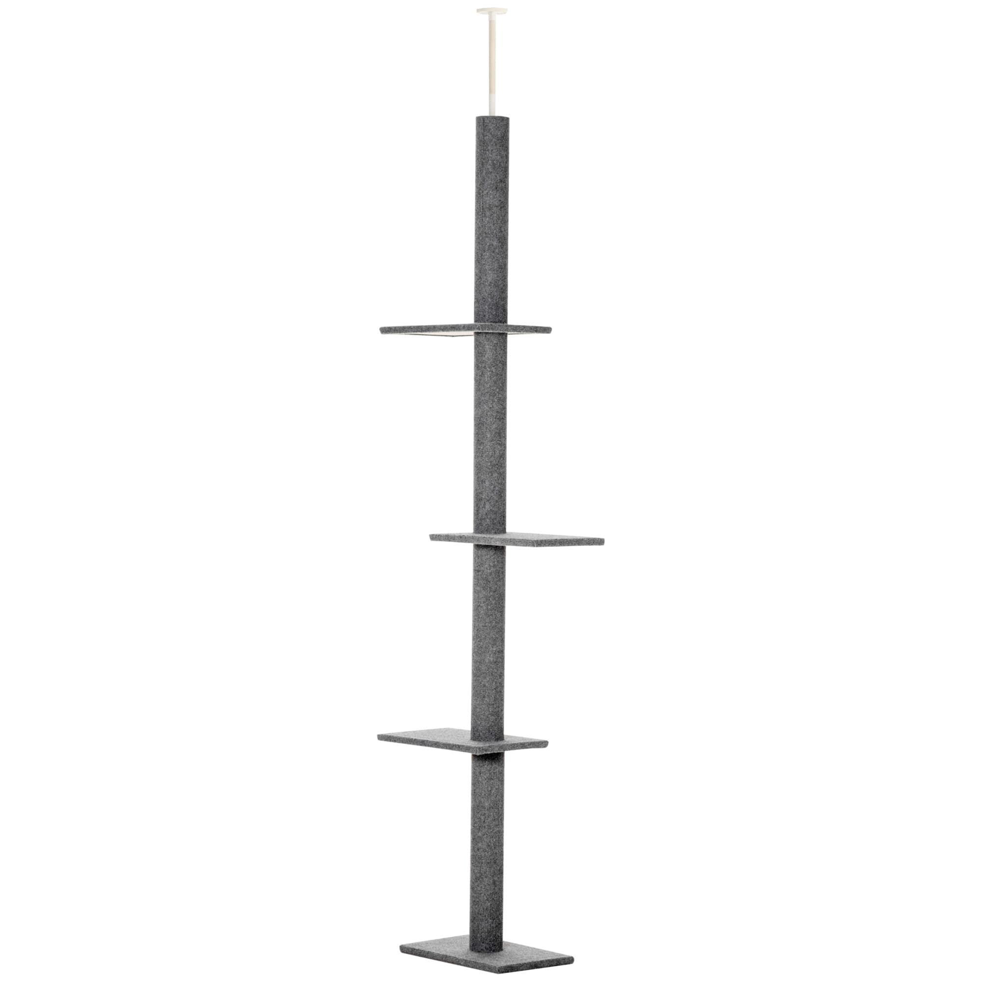 PawHut Arbre à chat 4 niveaux hauteur réglable dim. 43L x 27I x 228-260H cm gris clair