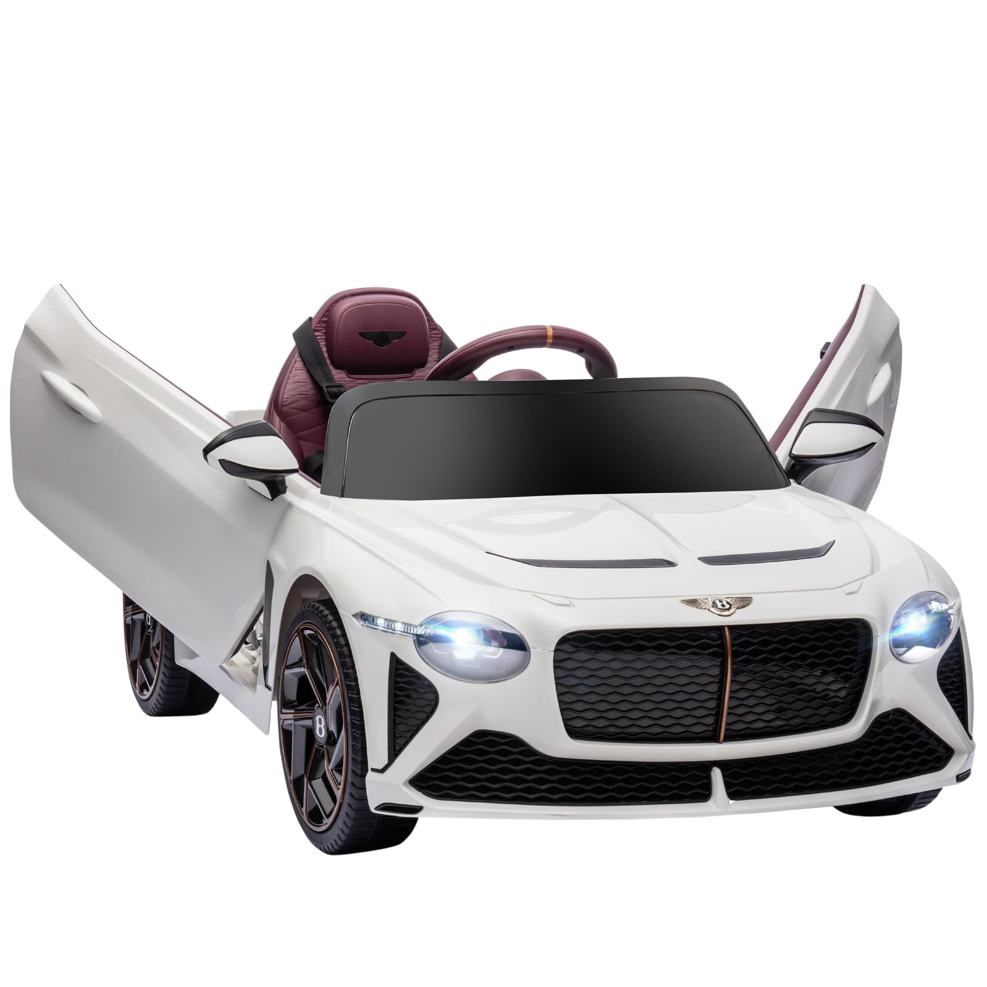 HOMCOM Voiture électrique pour enfant de 3 à 5 ans 2 moteurs 12V 25W 3-5 Km/h télécommande 2,4G Bentley Bacalar blanc