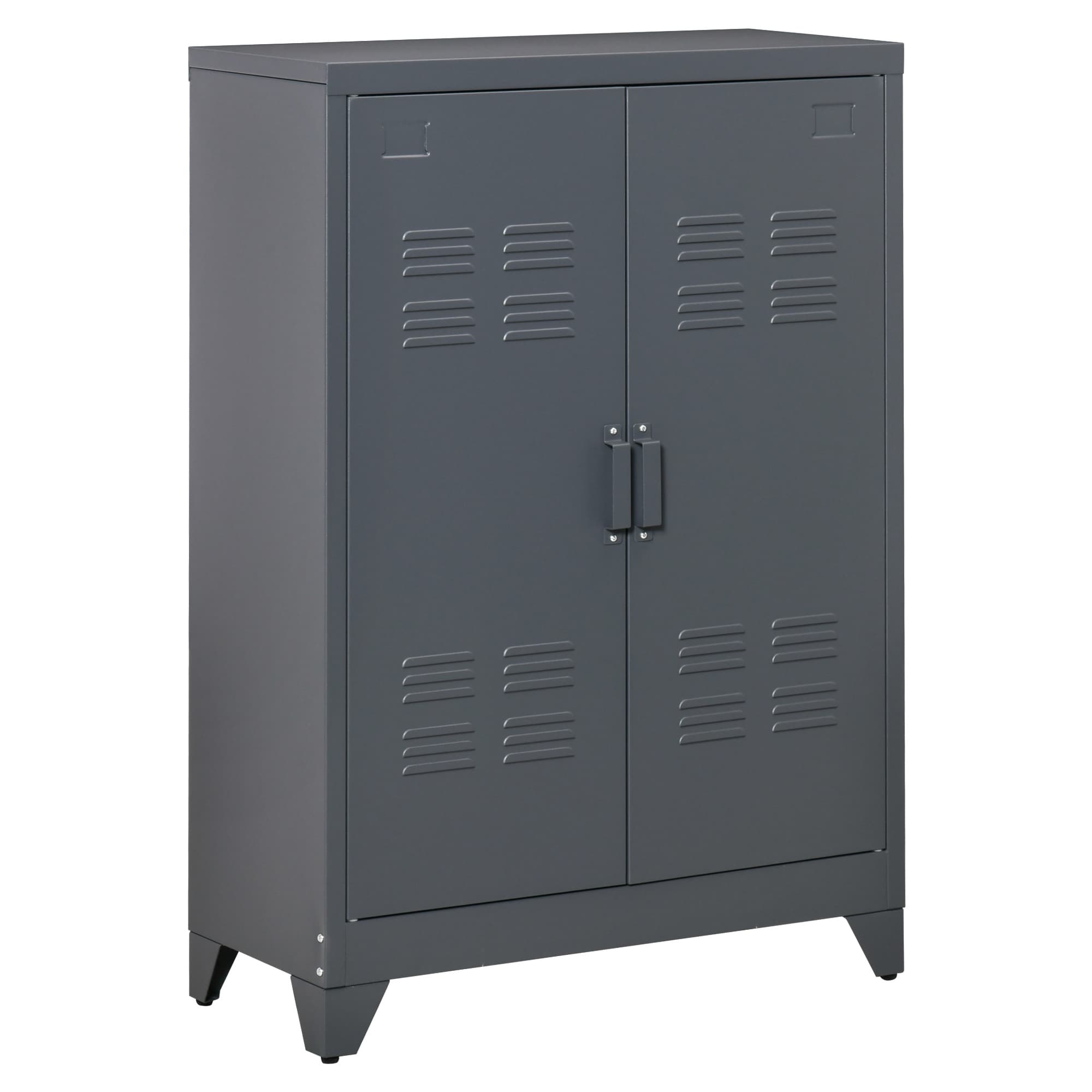 HOMCOM Armoire design industriel 2 étagères tôle métal gris anthracite dim. 75L x 33l x 110H cm gris