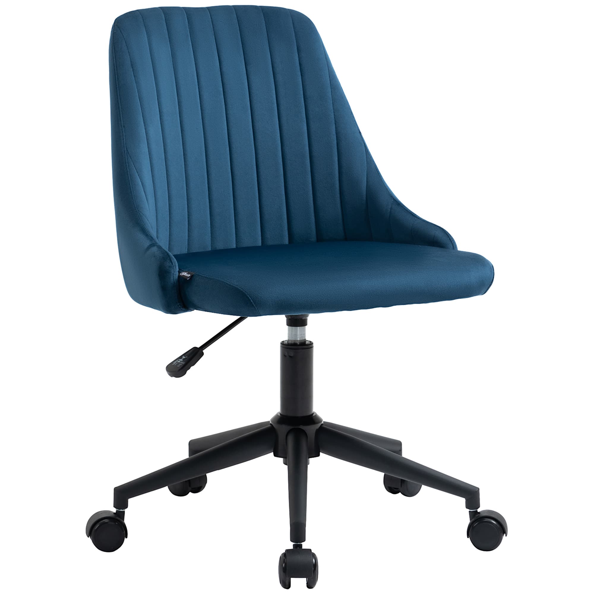 Vinsetto Chaise de bureau design contemporain pivotante 360° ergonomique dossier strié hauteur réglable revêtement velours 50 x 58 x 85 cm bleu