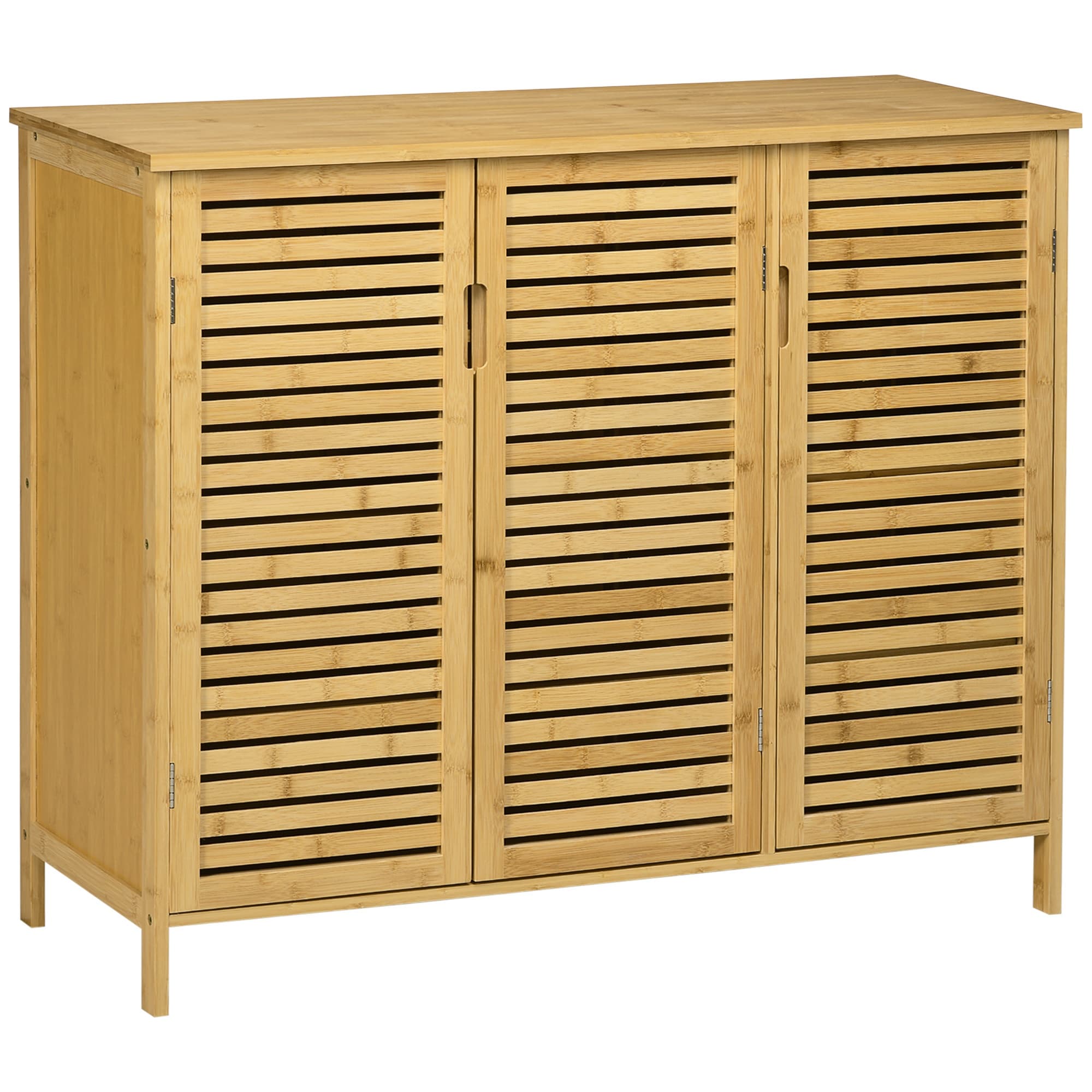 HOMCOM Meuble à chaussures armoire à chaussures style naturel - 2 placards avec 8 étagères - en bambou bois naturel