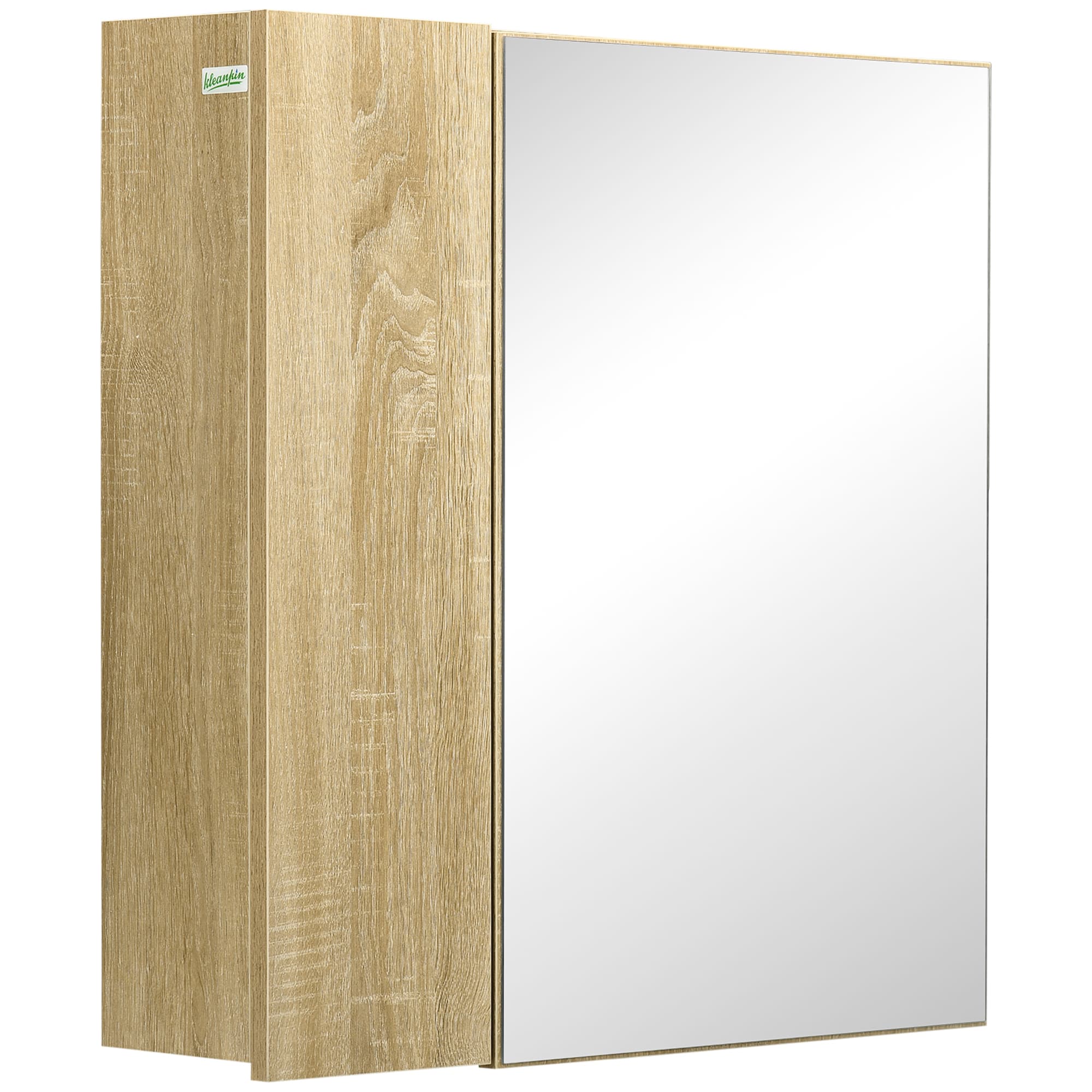 kleankin Armoire Murale Salle de Bain avec Miroir Étagères et Portes Naturel Aosom France