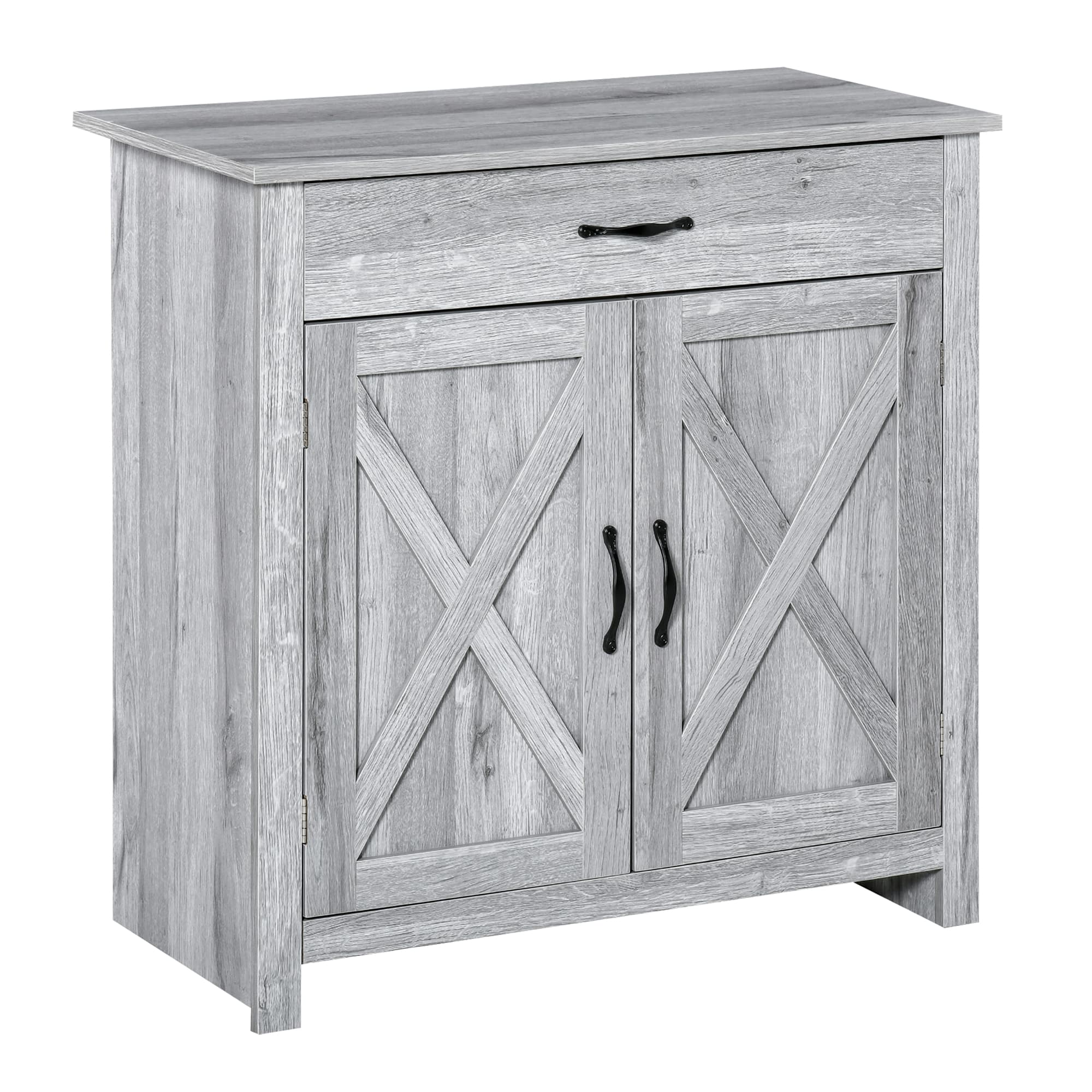 HOMCOM Buffet meuble de rangement style rustique avec tiroir placard étagère intérieure réglable à 3 niveaux grand espace de rangement