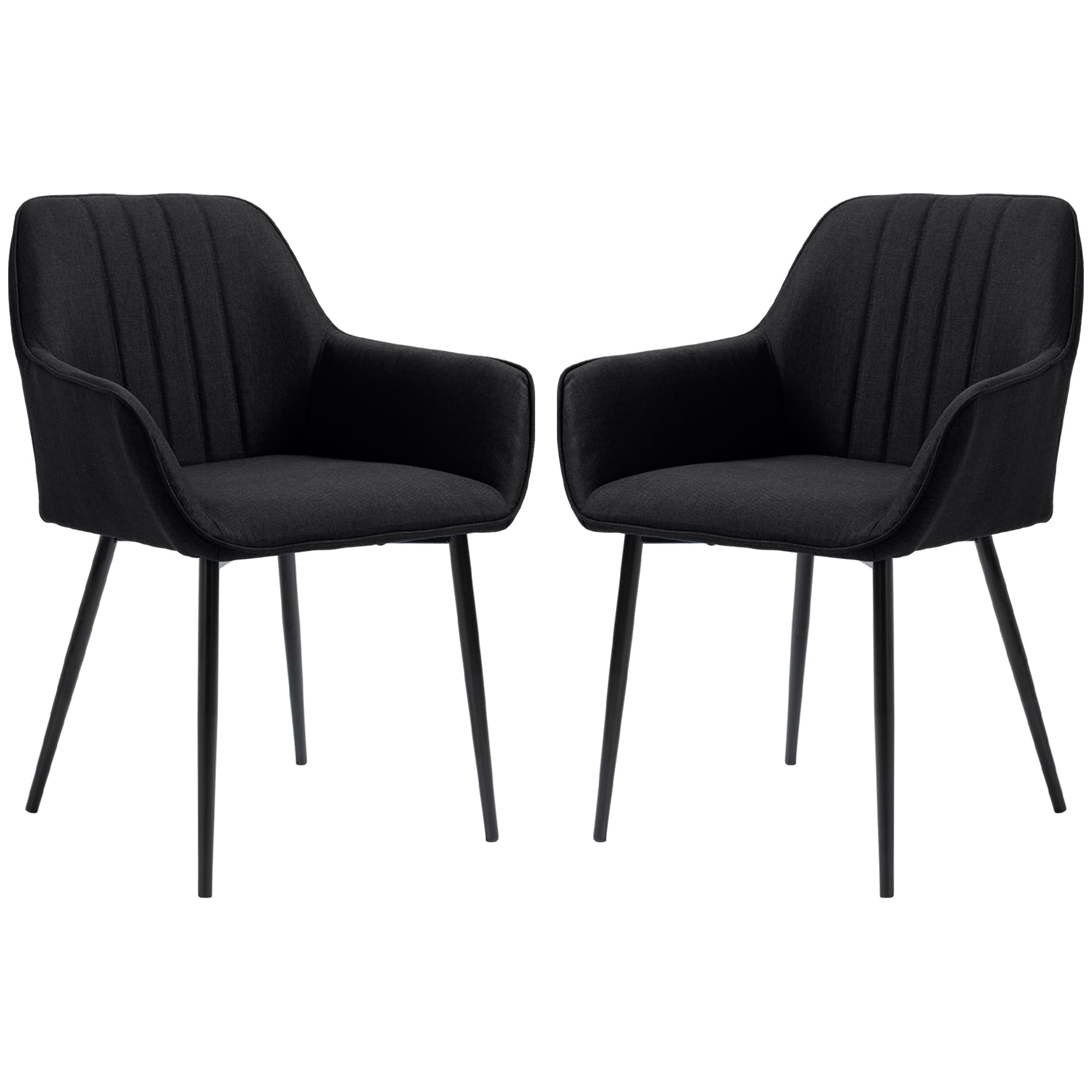 HOMCOM Chaises de Salle à Manger Chaises de Visiteur Design scandinave - Lot de 2 chaises - Pieds effilés métal Noir