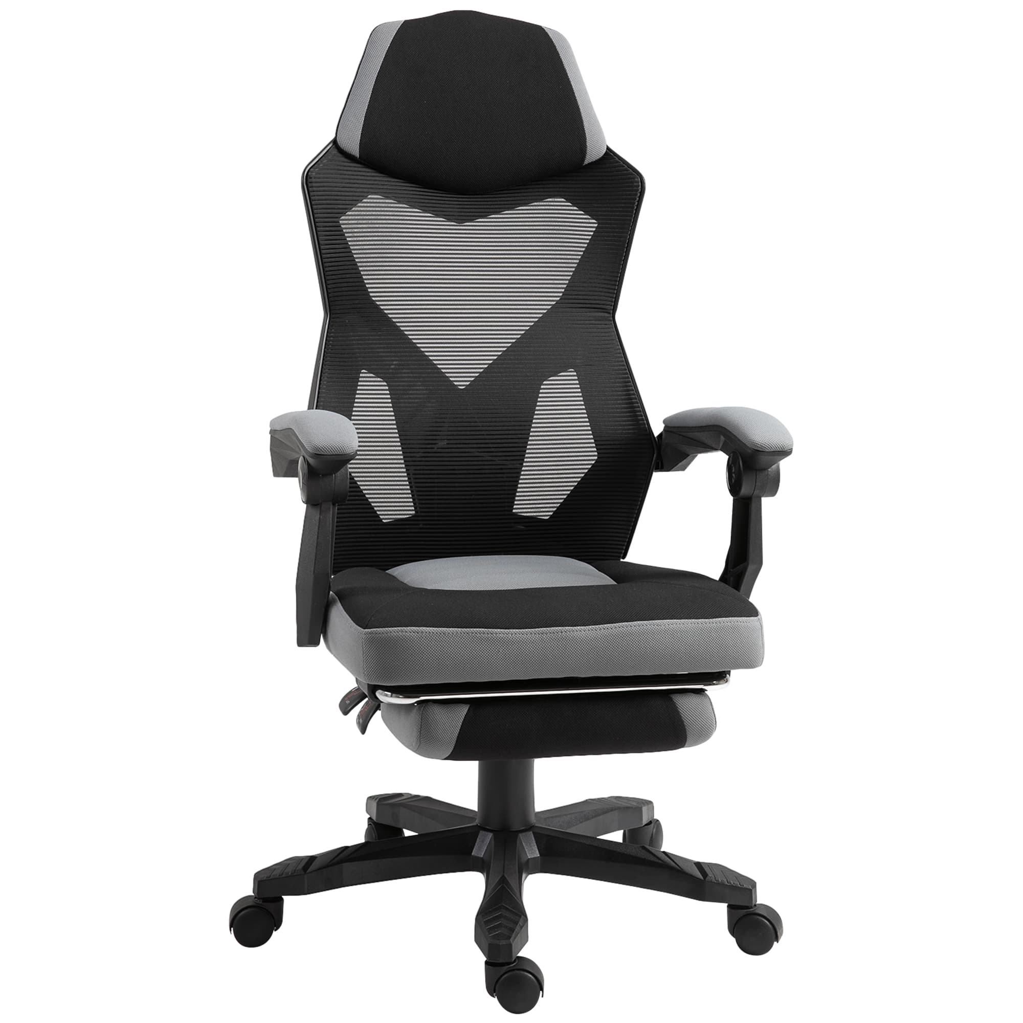 Vinsetto chaise de bureau chaise gaming hauteur réglable pivotantes repose-pied tissu en maille 58L x 72l x 108-118H cm gris noir