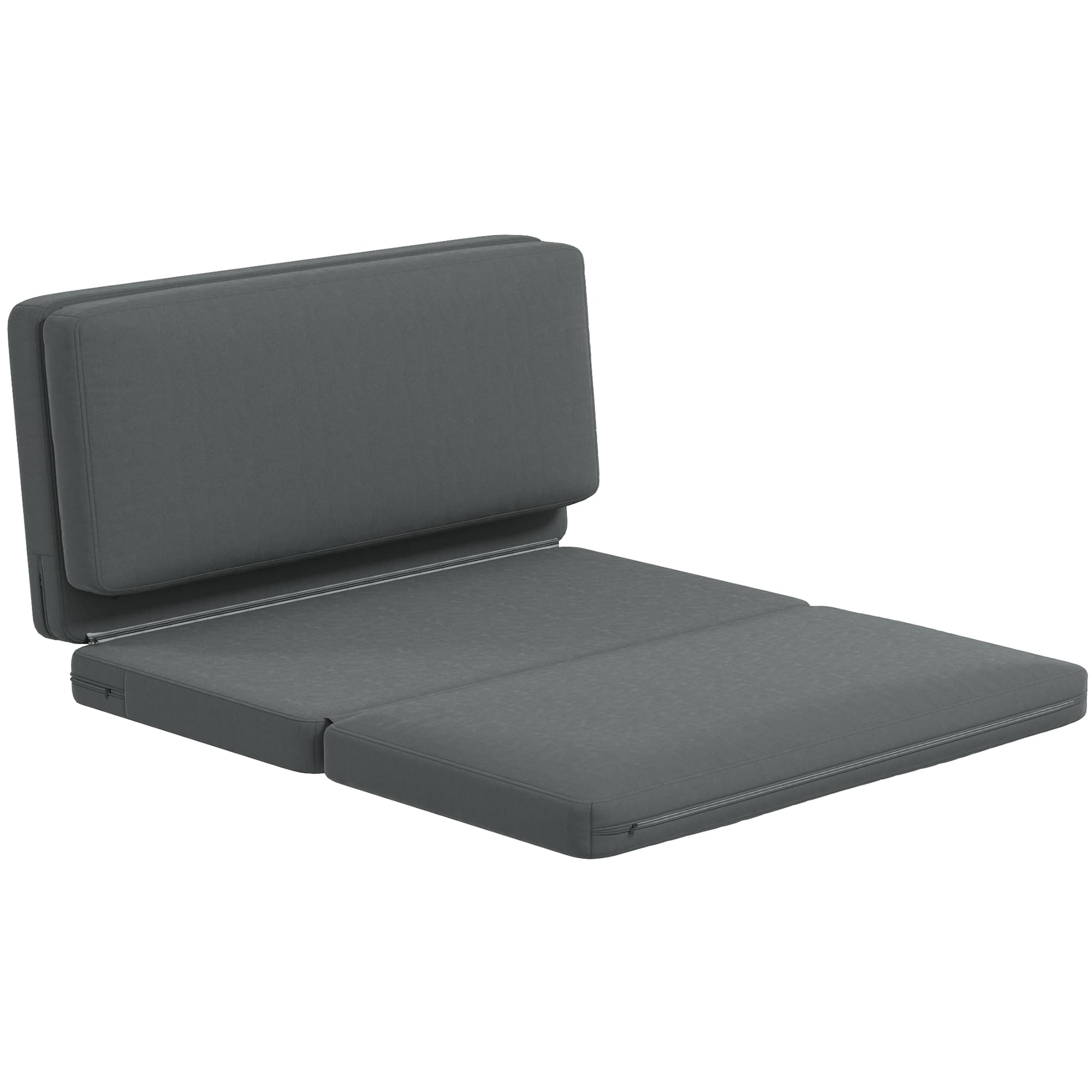 HOMCOM RelaxSessel pliable 3-en-1, matelas pour invités, séparable, largeur de 138 cm, Gris foncé