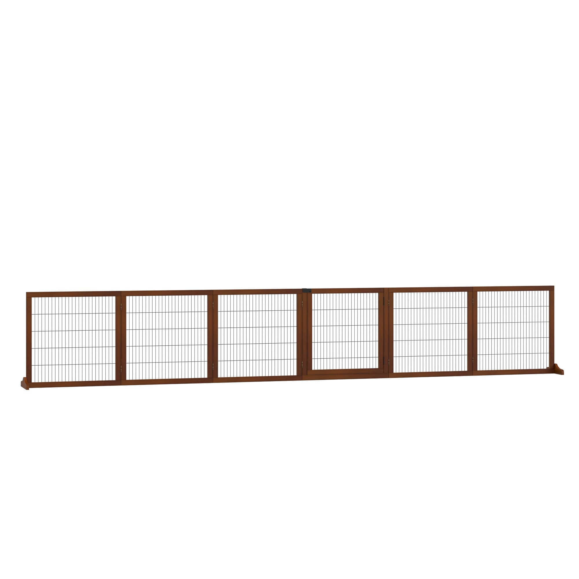 PawHut Barrière de Confinement pour Chiens, Pliable, en Pin, 432 x 36 x 70 cm, Café