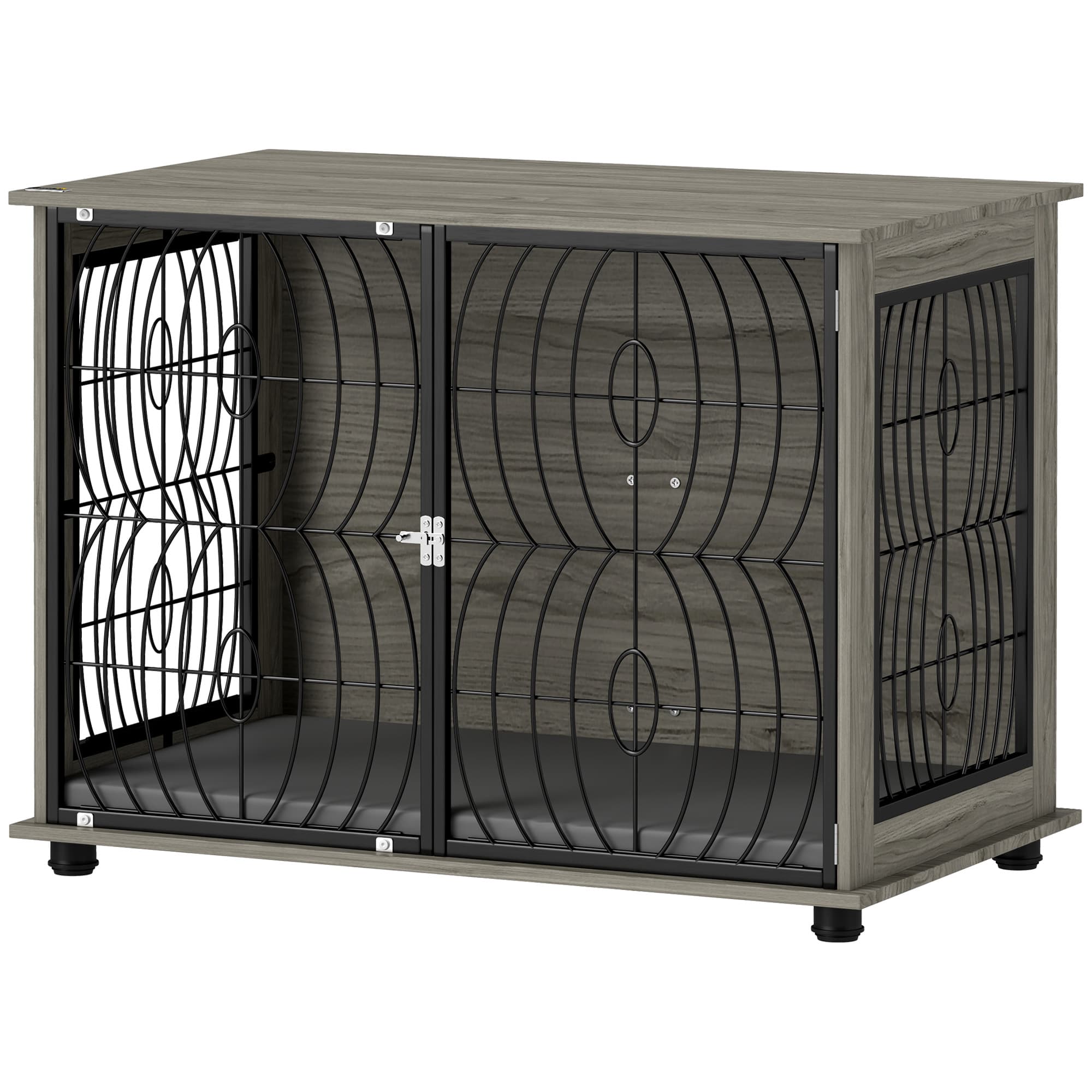 PawHut Chenil pour Chiens, Cage de Séjour Verrouillable pour Grands Chiens, Gris
