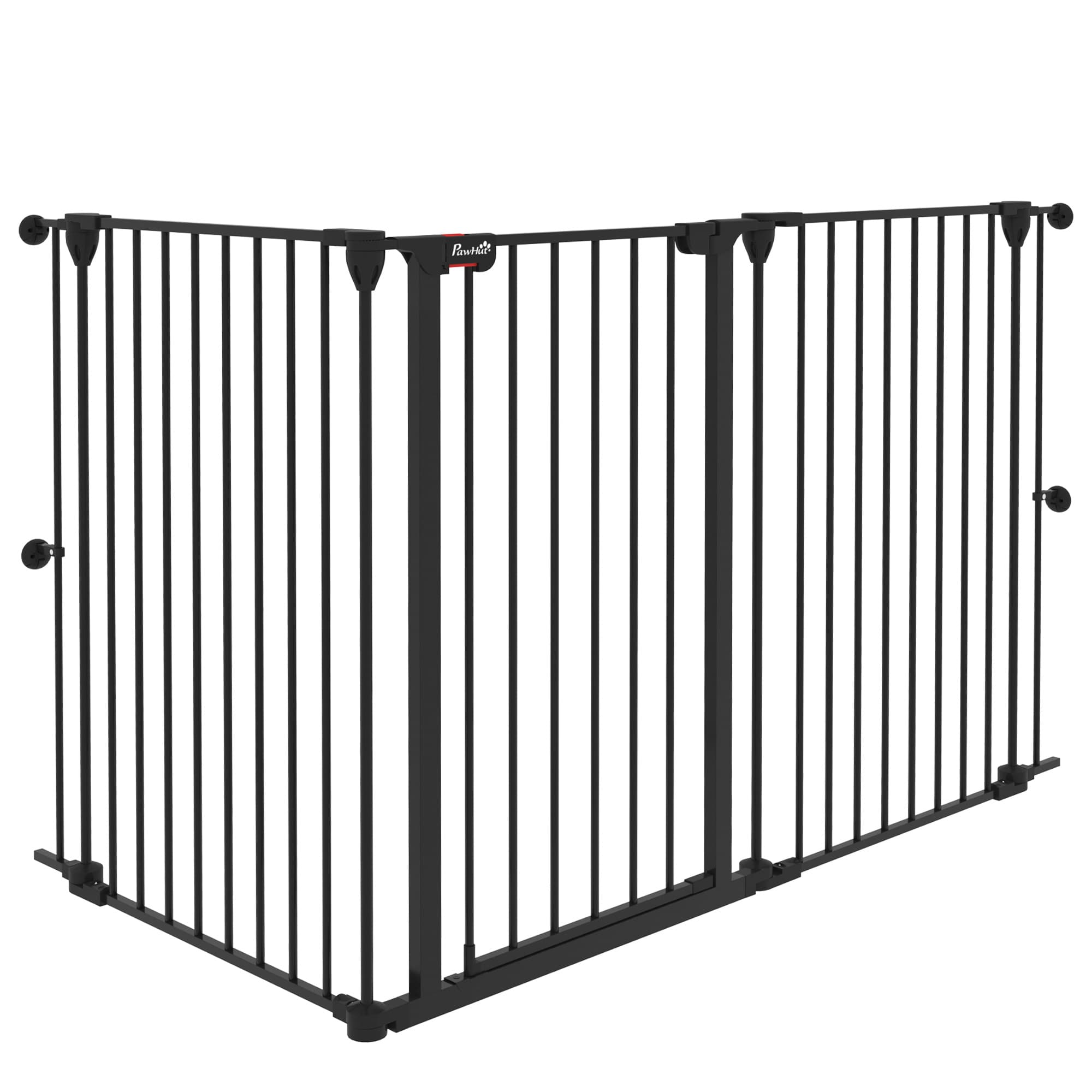 PawHut Barrière de Sécurité pour Chiens de Taille Moyenne à 3 Panneaux avec Double Système de Verrouillage, 206x90cm, Noir