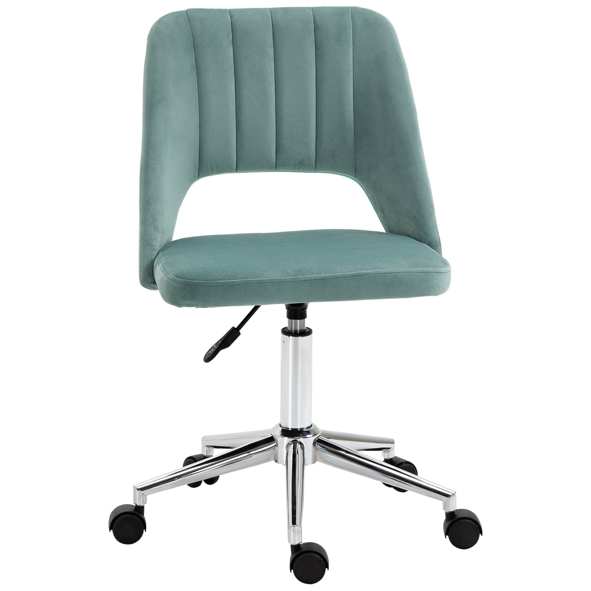 Vinsetto Chaise de bureau ajustable en hauteur avec roulettes, pivotante à 360°, forme de coquille, mousse, 49 x 60 x 79-91 cm, Vert