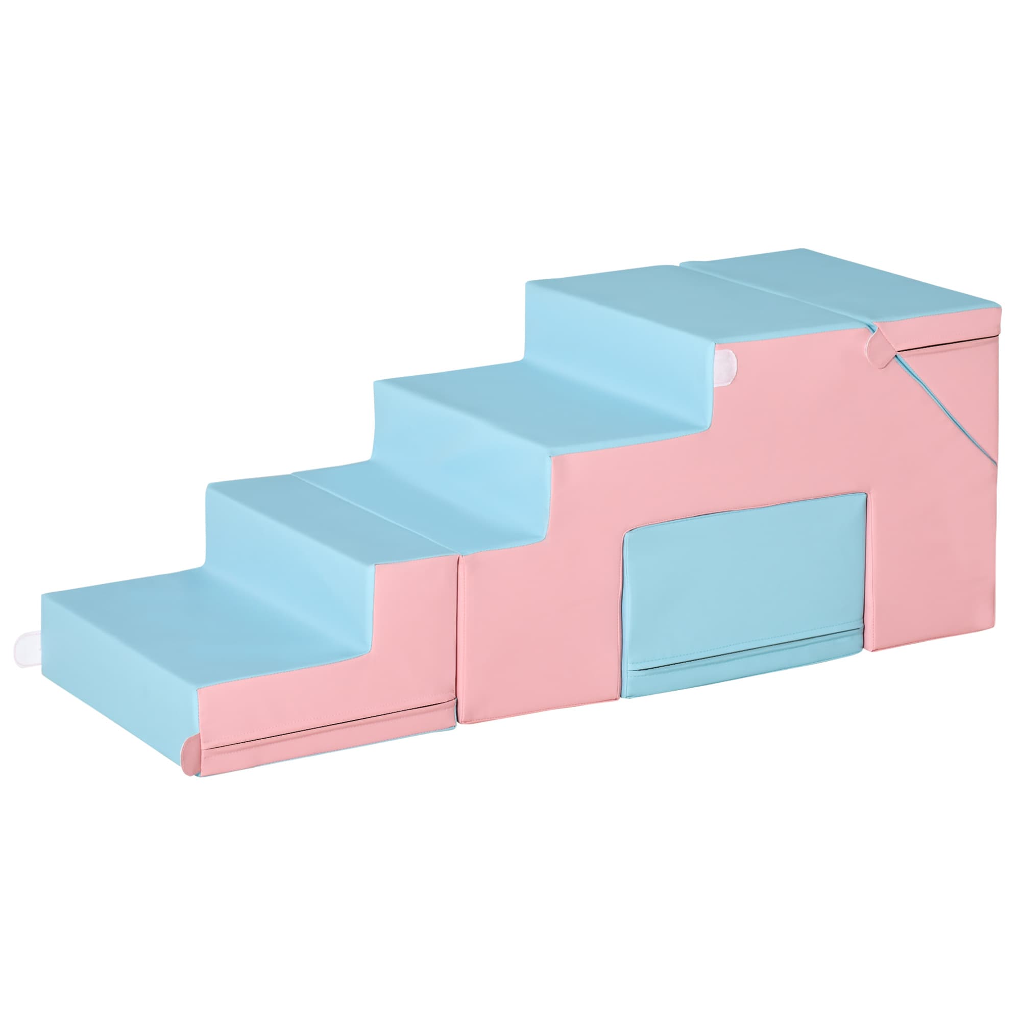 HOMCOM Jeu de montée et de glissade pour enfants, favorise la motricité, simili-cuir, mousse EPE, 86x49x47 cm, Rose+Bleu