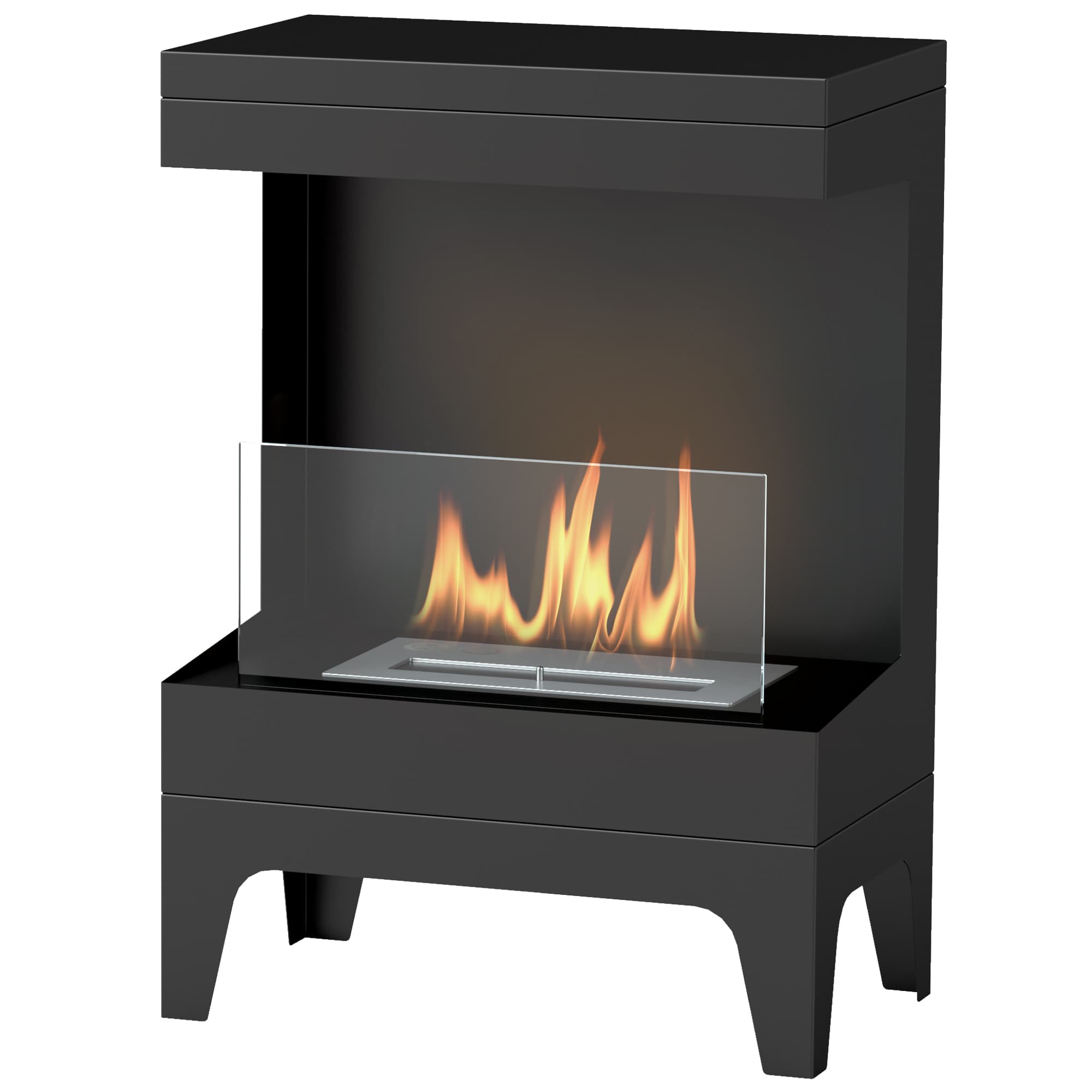 HOMCOM Cheminée bioéthanol sur pieds avec réservoir 0,9 L environ 3,3 h de combustion couverture 20 m2 38 x 22 x 54 cm noir