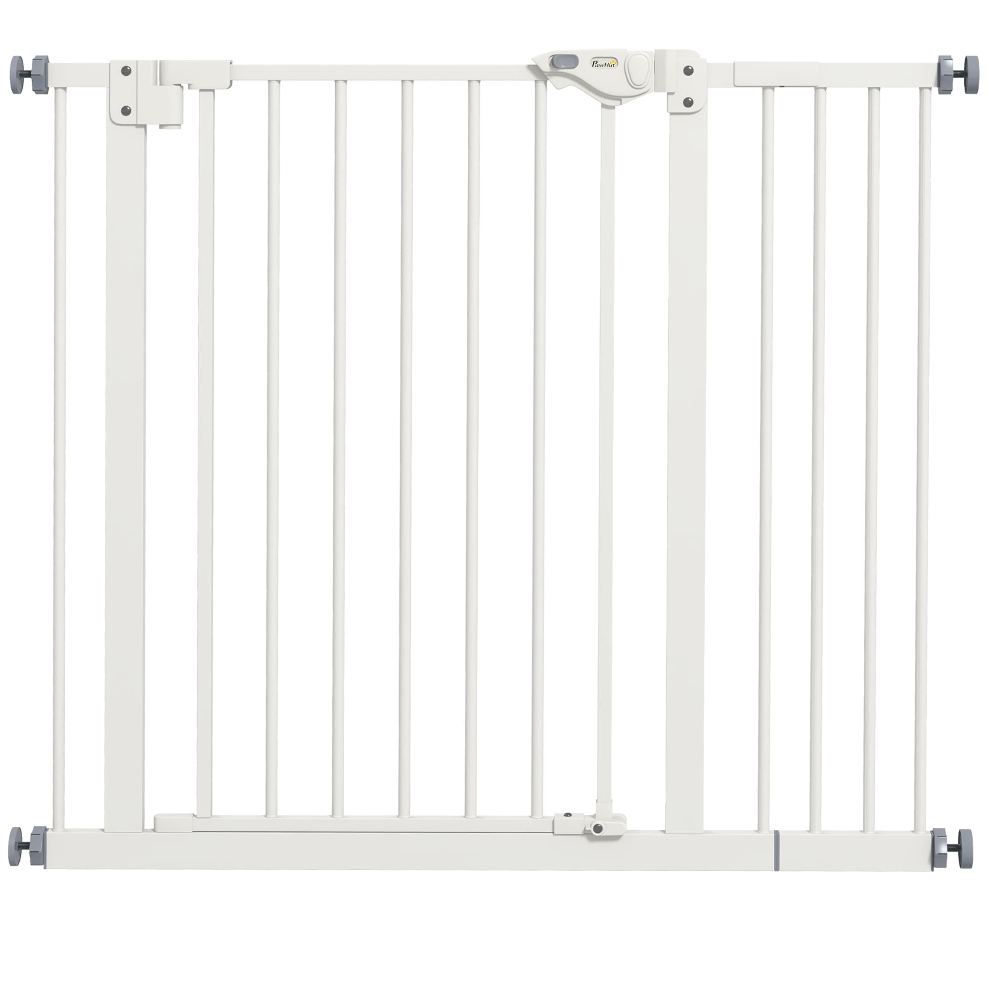 PawHut Barrière de sécurité animaux porte fermeture automatique système de double verrouillage sans perçage 1 extension blanc