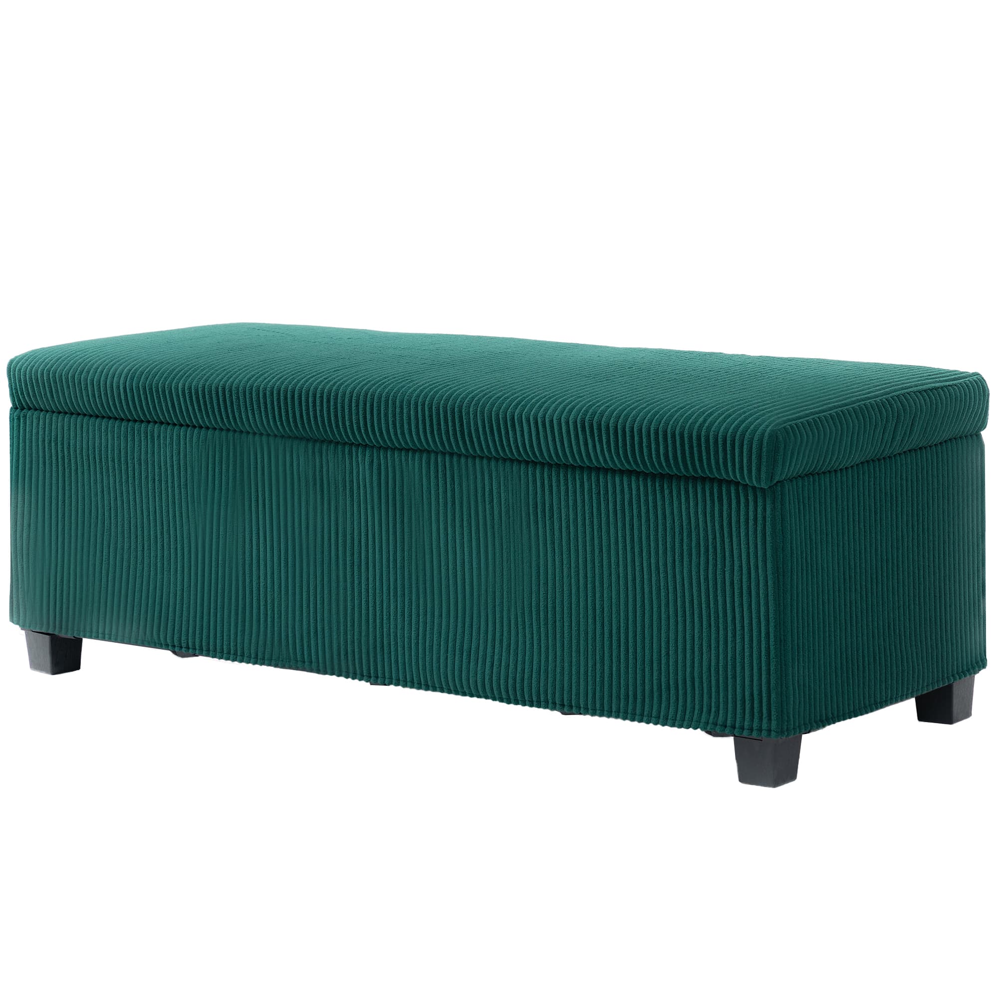HOMCOM Banc de rangement bout de lit en velours côtelé avec couvercle, pour salon, chambre, entrée, 112 x 42 x 40 cm, vert