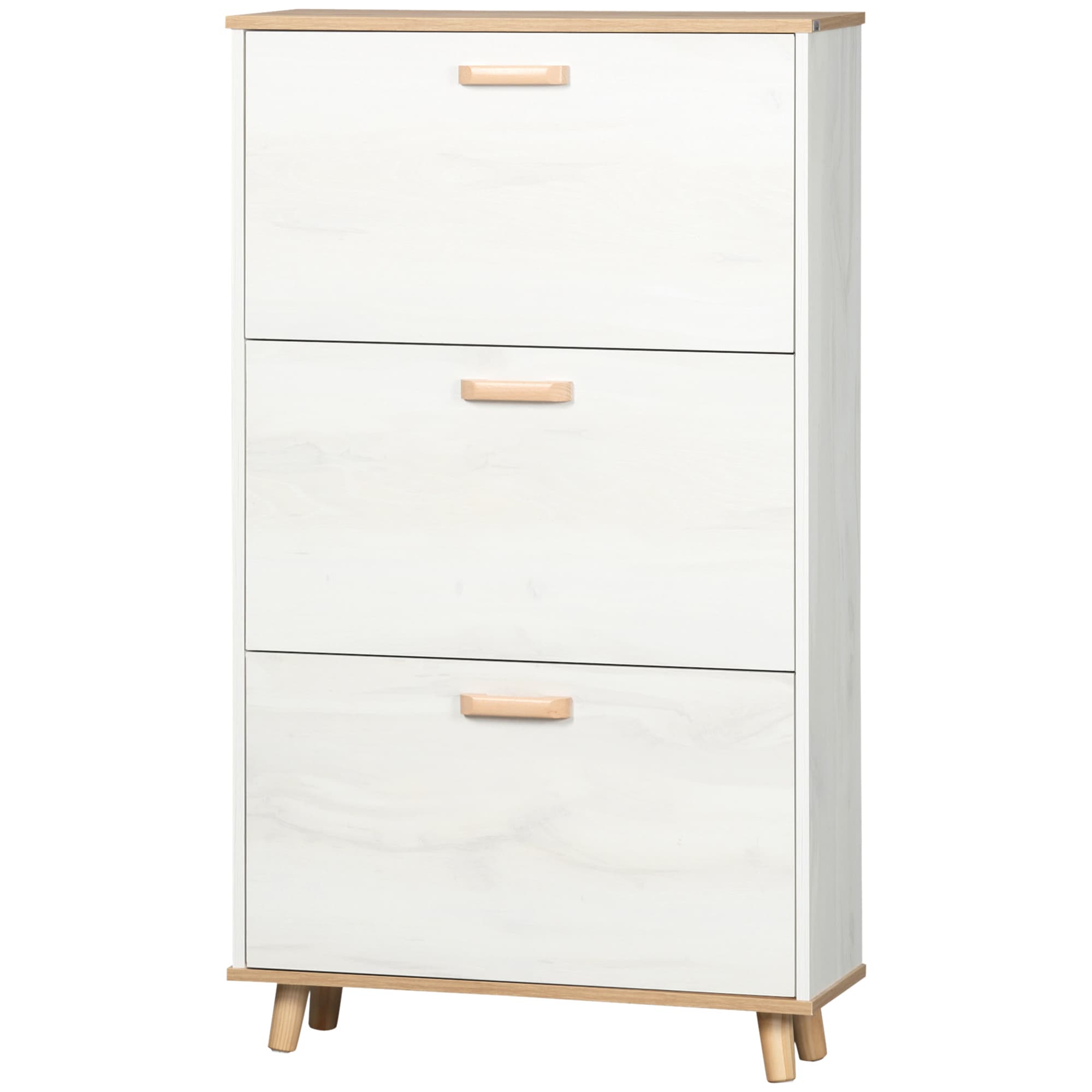 HOMCOM Meuble à chaussures style scandinave 3 abattants 70 x 23,5 x 122 cm blanc