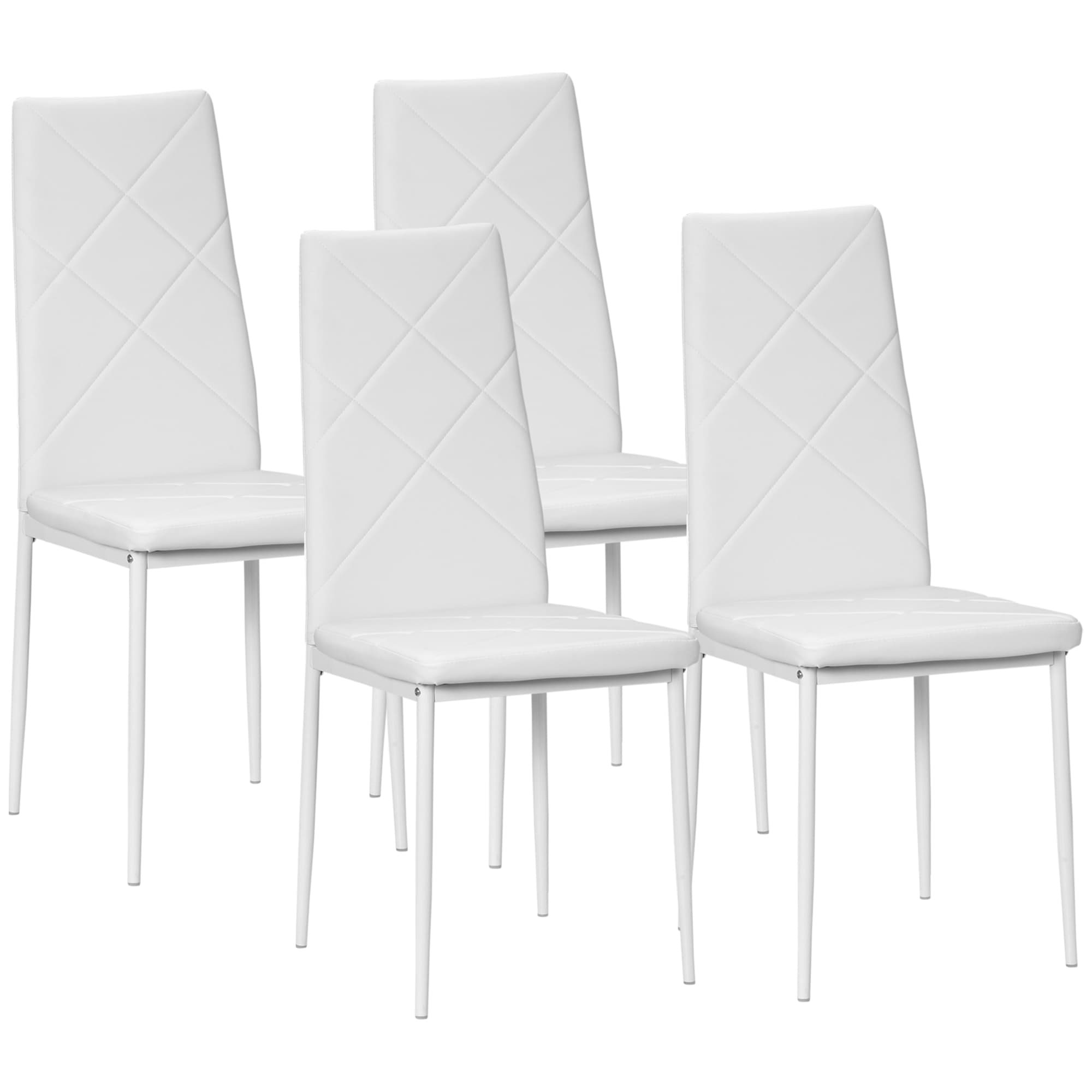 HOMCOM Ensemble de 4 chaises, Chaises de salle à manger, Chaises de cuisine, 41 cm x 50 cm x 97 cm, Blanc