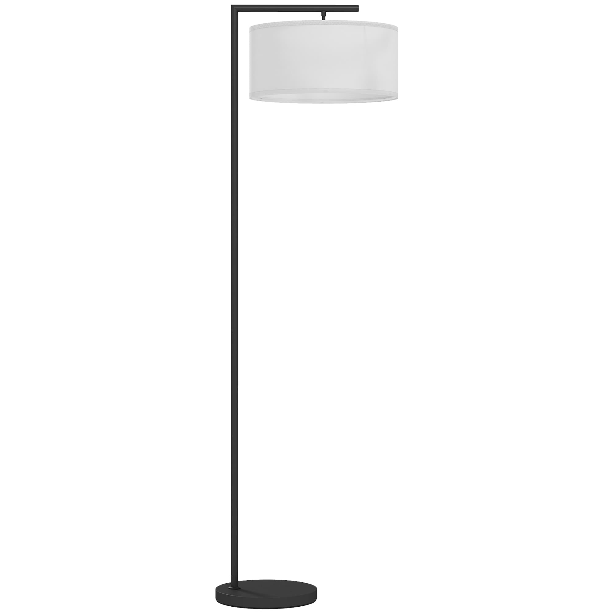 HOMCOM Lampadaire lampe à pied abat-jour en tissu de lin base ronde stable 47 x 37 x 153 cm noir et blanc