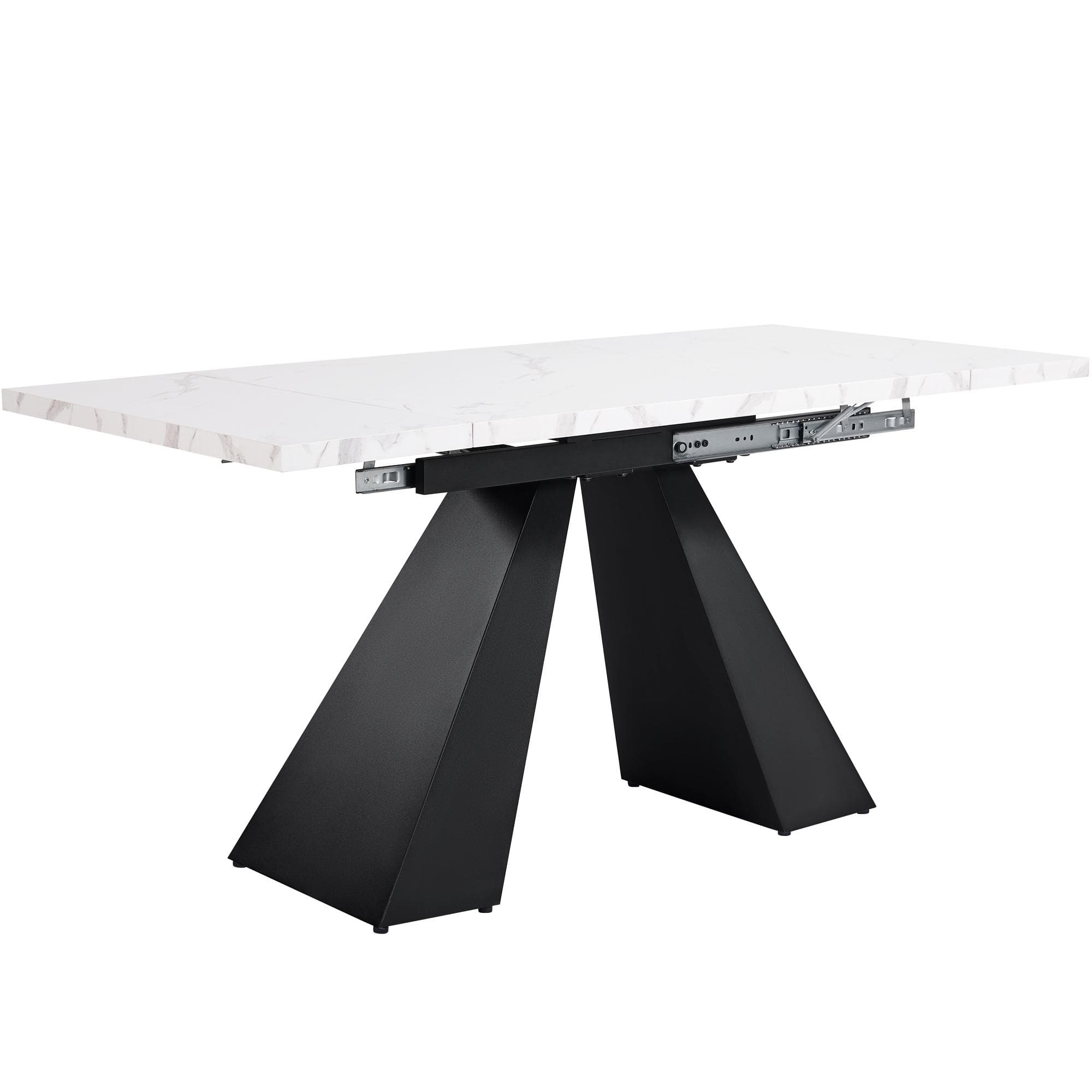 Table extensible, Table à manger extensible, Table extensible carrée, pour salon et bureau à domicile, 159×74×77 cm, Blanc+Noir Aosom France