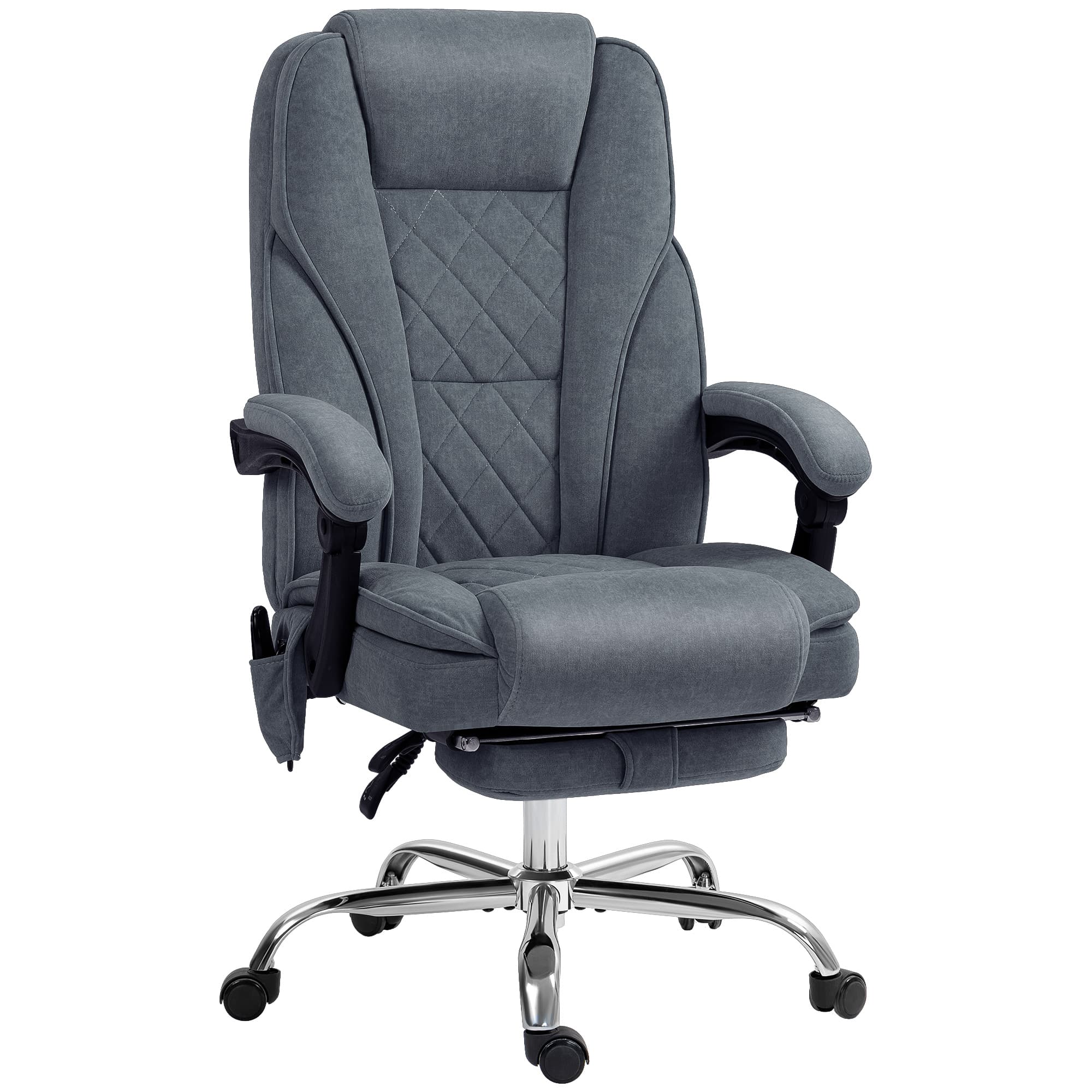 Vinsetto Fauteuil de bureau massant et chauffant hauteur réglable dossier inclinable télécommande repose-pieds rétractable gris