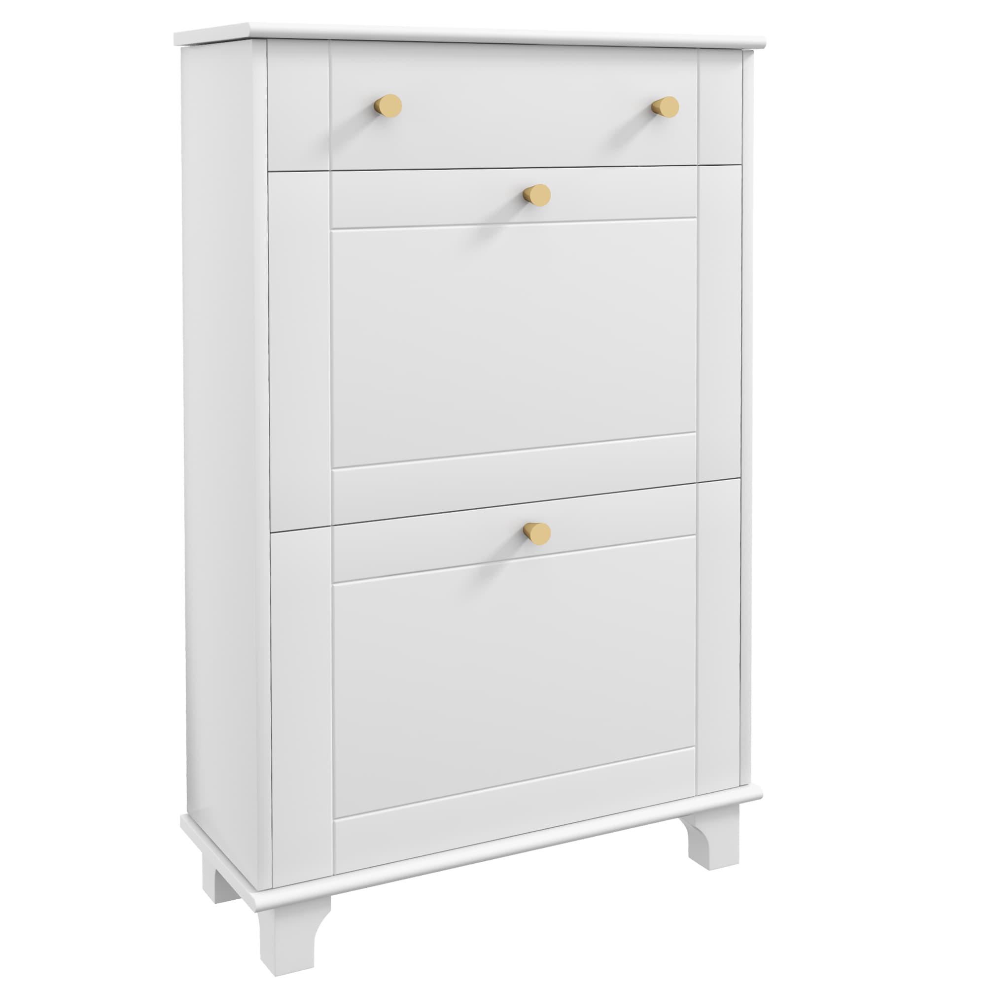HOMCOM Meuble chaussure entrée étroit avec tiroirs à portes abattants et étagère réglable, 60 x 23,5 x 98,5 cm, blanc