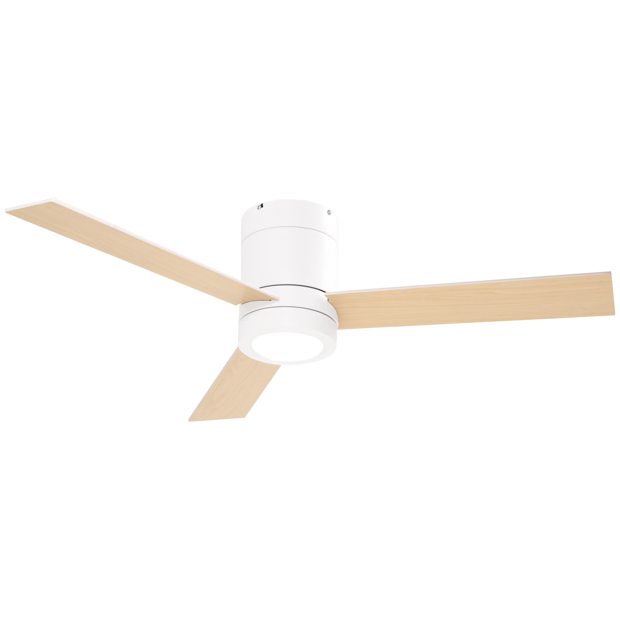 HOMCOM Ventilateur de plafond 2 en 1 avec lumière LED 3 vitesses silencieux - télécommande - diamètre 112 cm, naturel et blanc