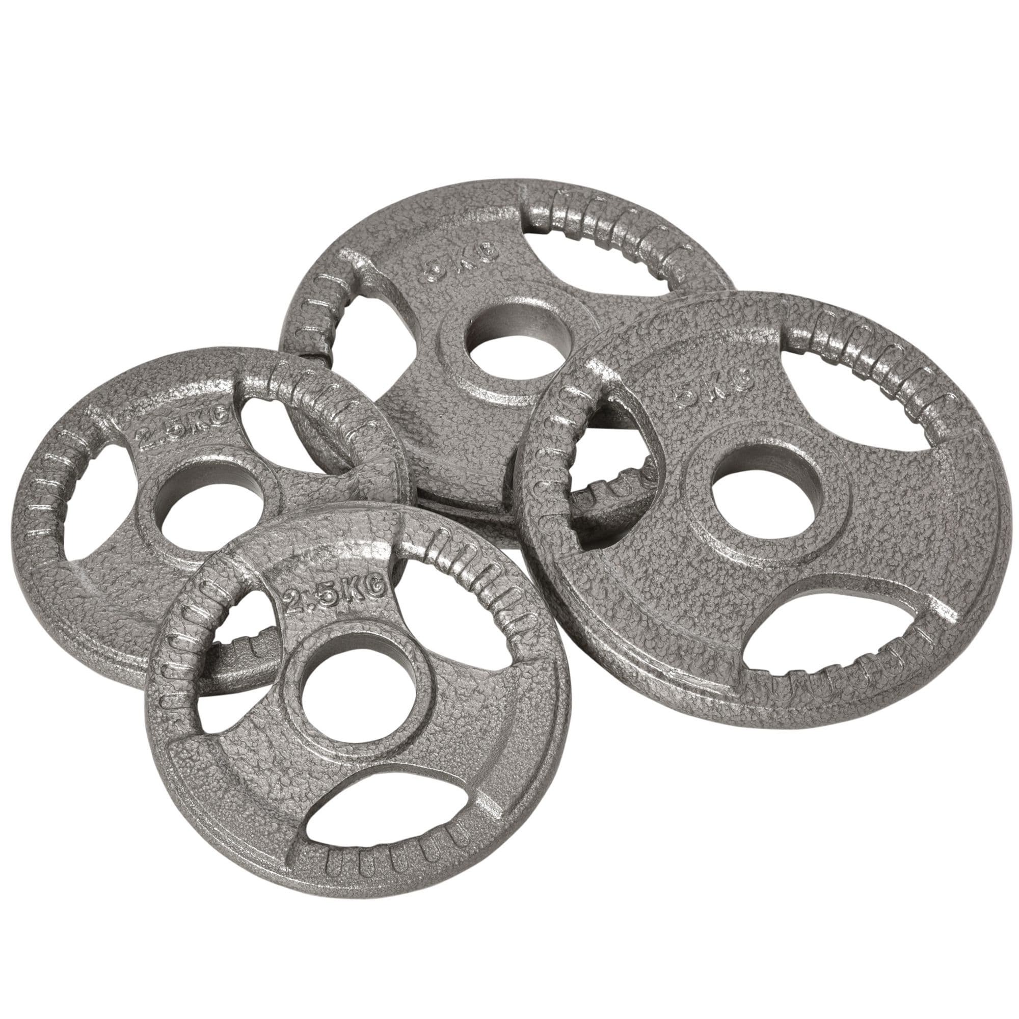 HOMCOM Disques de poids 2,5/2,5/5/5 kg, poids musculation pour 5 cm barres olympiques, disques d'haltères en acier