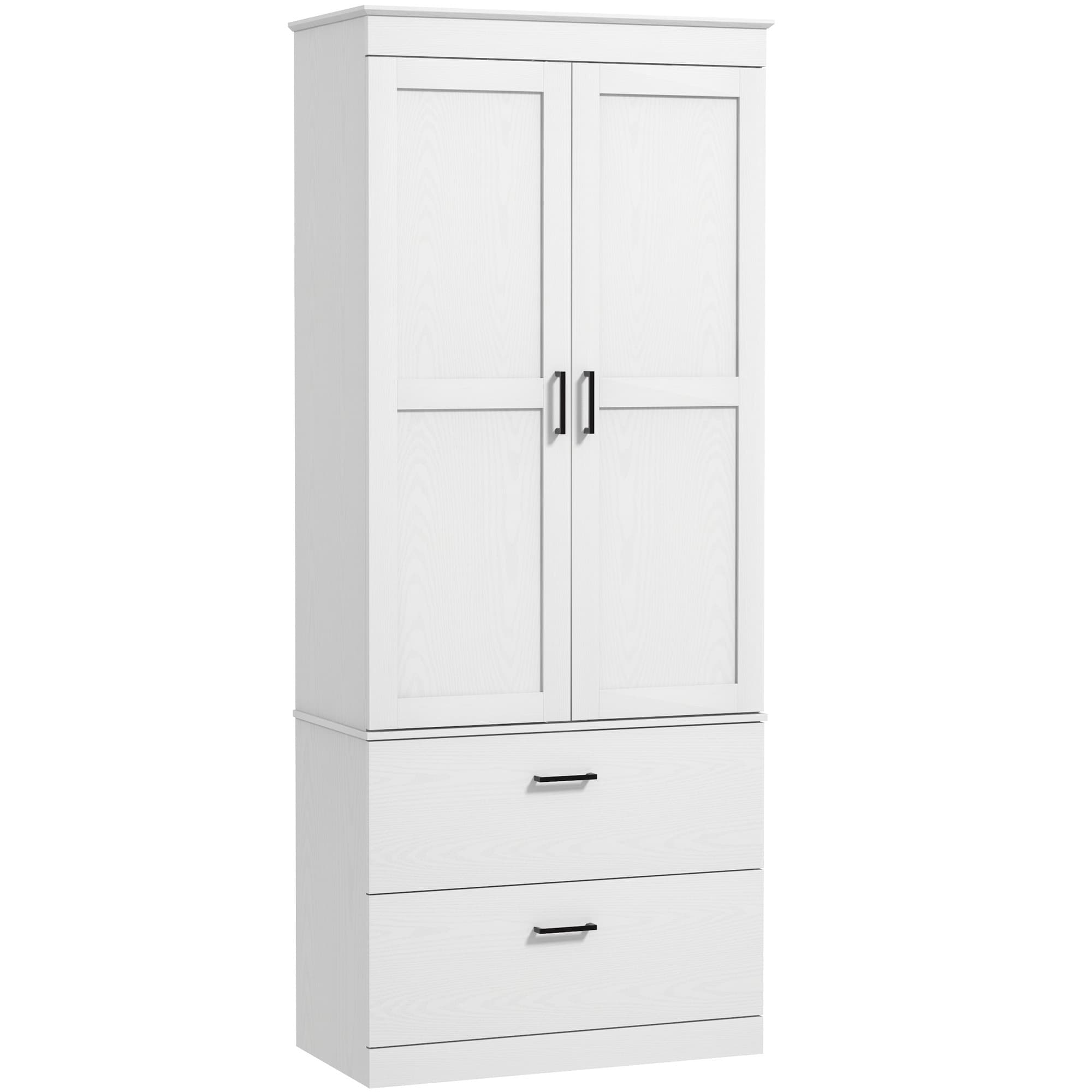 HOMCOM Armoire de cuisine buffet cuisine vaisselier meuble de rangement avec placard, 2 tiroirs et étagères réglables, gris
