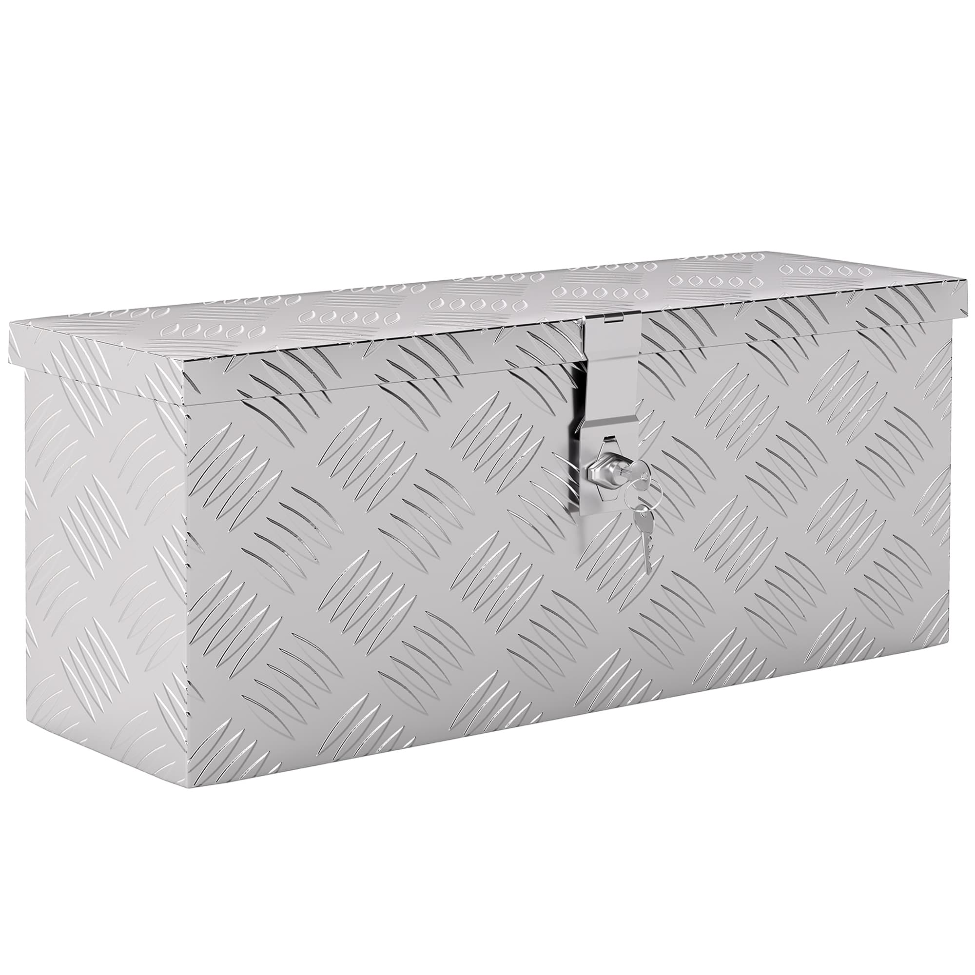 HOMCOM Boite de rangement - boîte à outils en aluminium - caisse à outil alu. verrouillage clé dim. 50L x 15,5l x 20,5H cm
