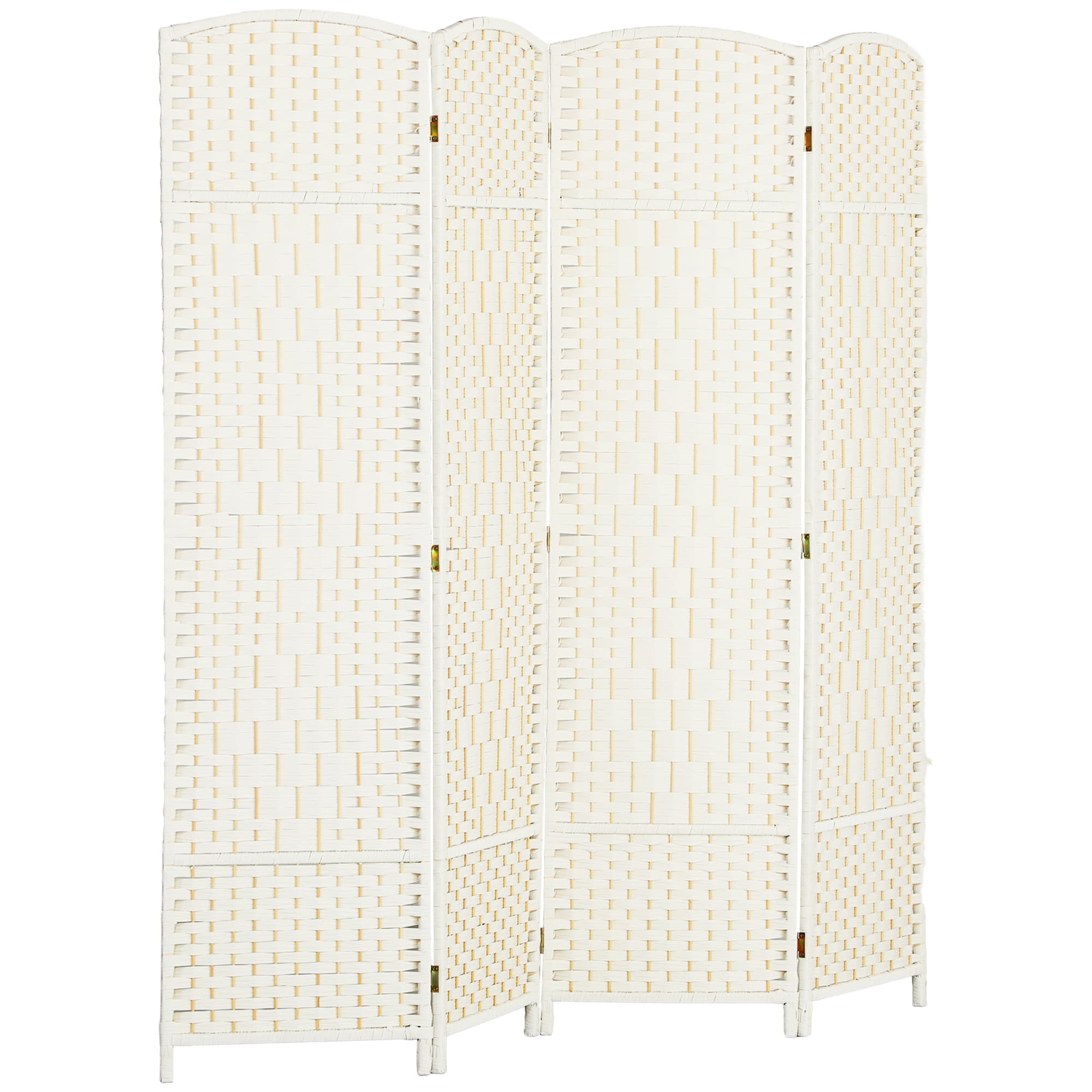 HOMCOM Paravent intérieur en bois 4 panneaux séparateur de pièce pliable pour salon chambre 180 x 180 cm blanc