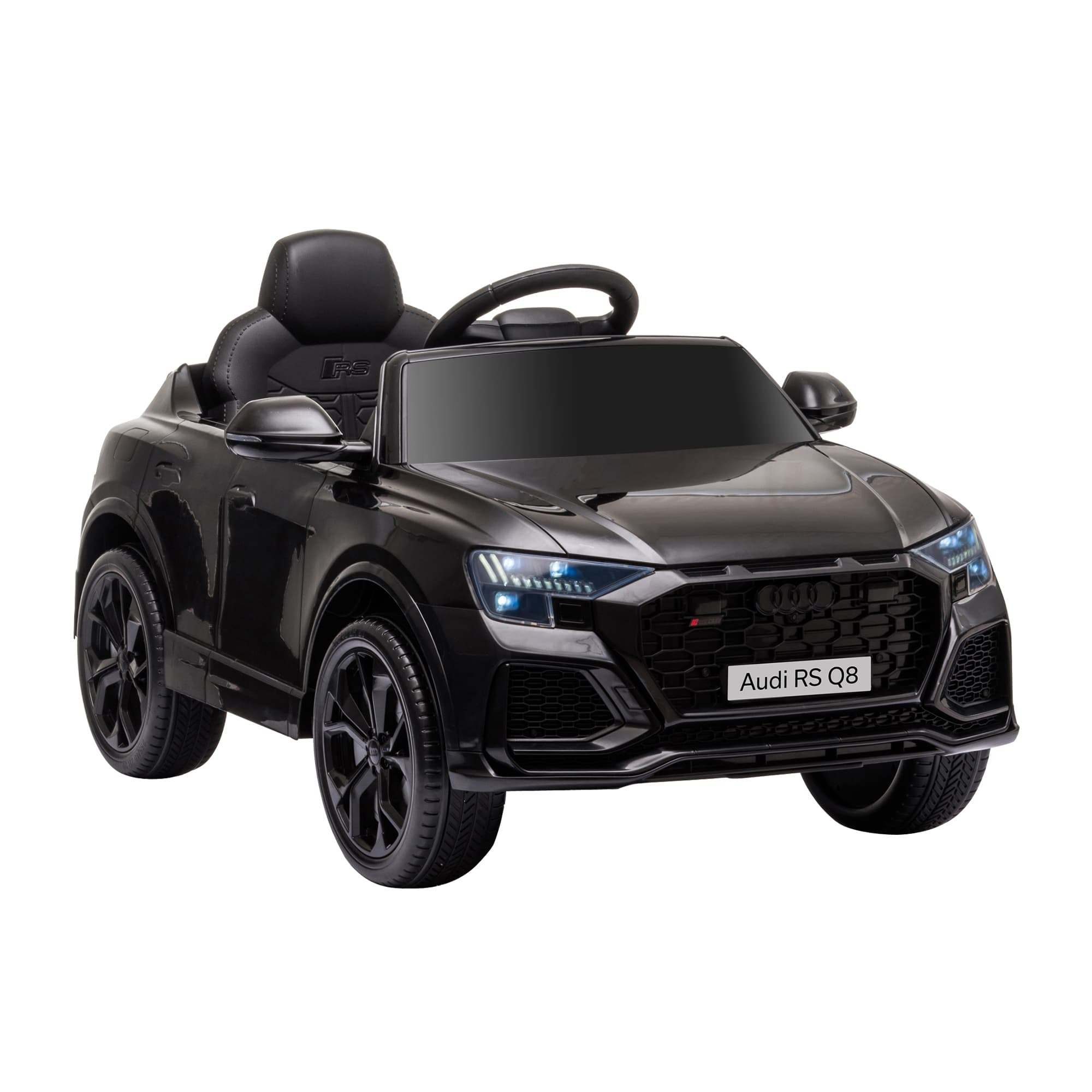 HOMCOM Voiture électrique enfants sous licence Audi RS Q8, véhicule électrique avec télécommande, MP3, USB, Bluetooth, noir