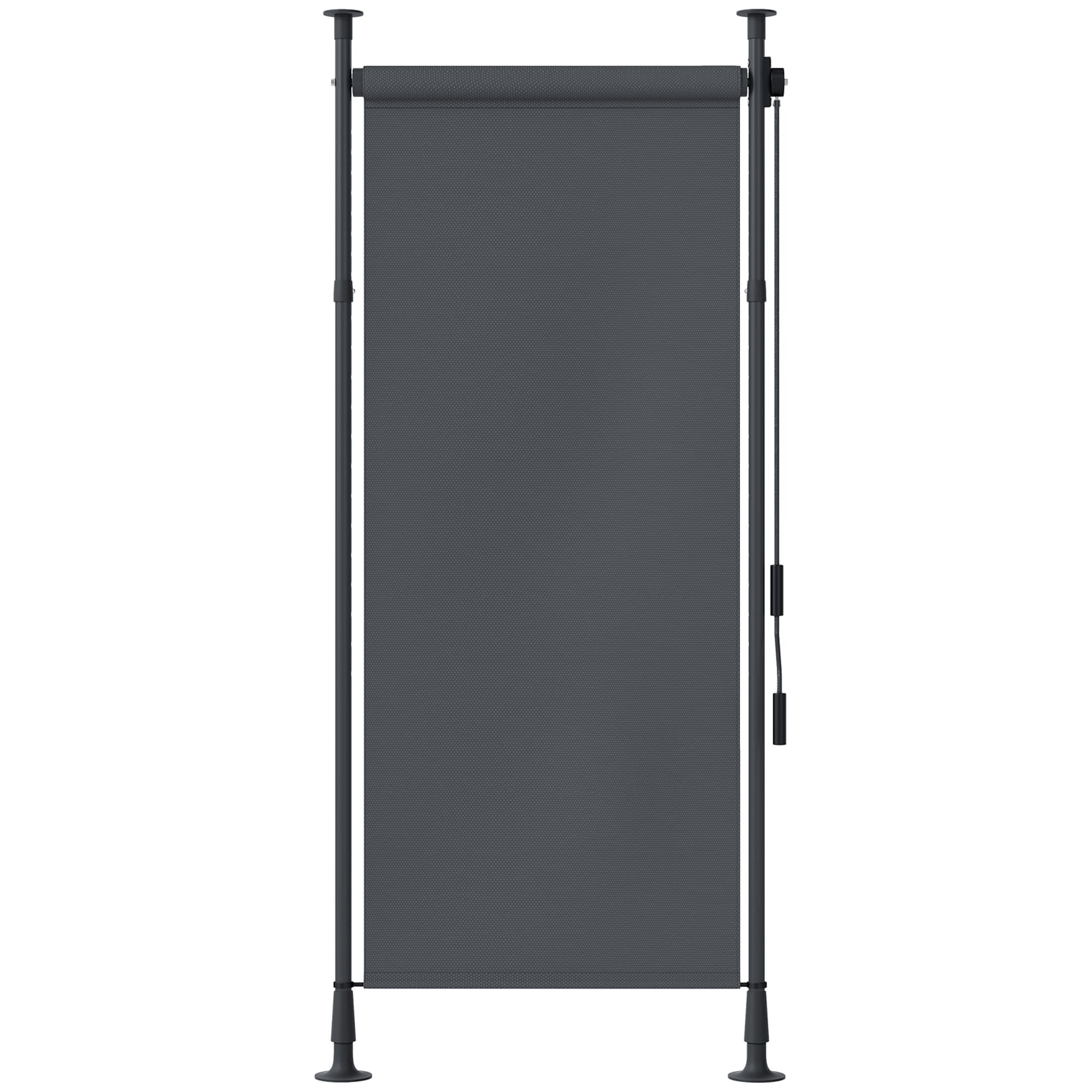 Outsunny Store manuel rétractable sur pied longueur réglable manivelle installation sans perçage métal alu. polyester gris foncé