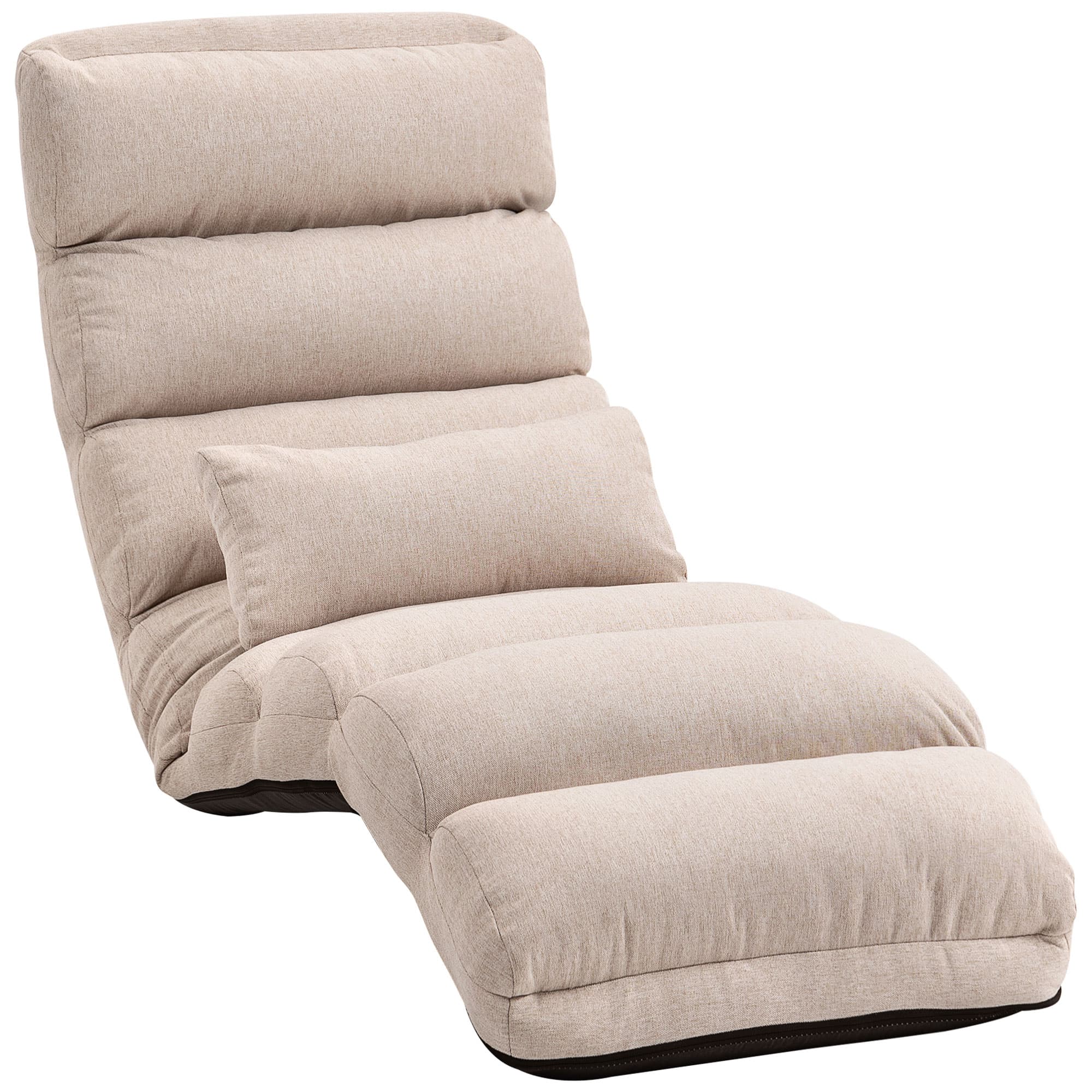 HOMCOM Chauffeuse 1 place fauteuil convertible avec dossier et appui-tête réglables sur 5 positions, 58x119x78cm, beige
