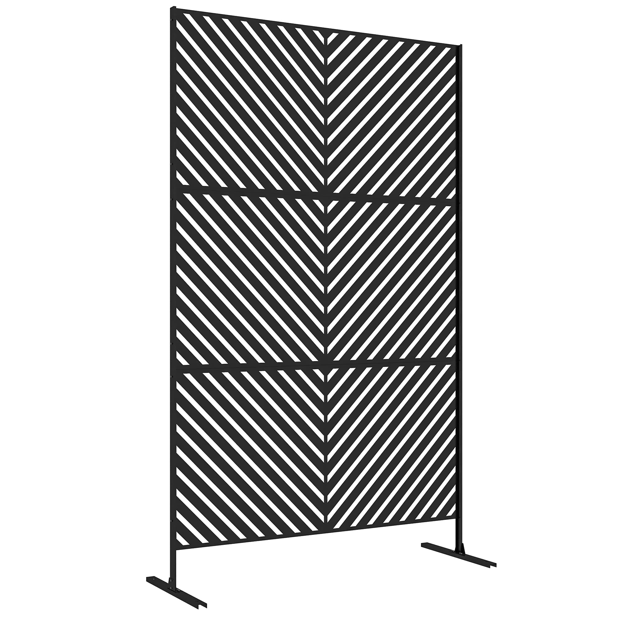 Outsunny Panneau brise vue décoratif paravent extérieur à motif géométrique ajouré en métal - 122 x 45 x 198 cm, noir