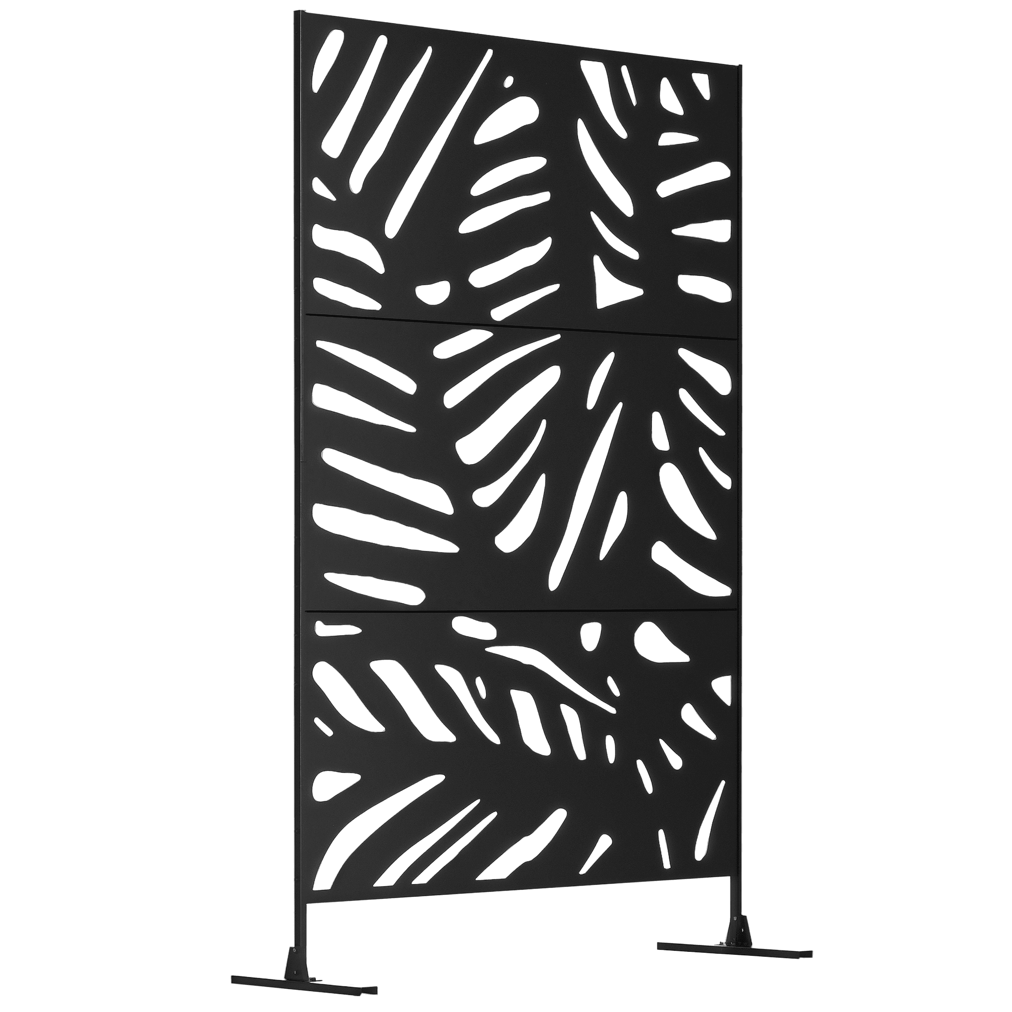 Outsunny Panneau brise vue décoratif extérieur noir à motif végétal en métal - 122 x 45 x 198 cm Aosom France