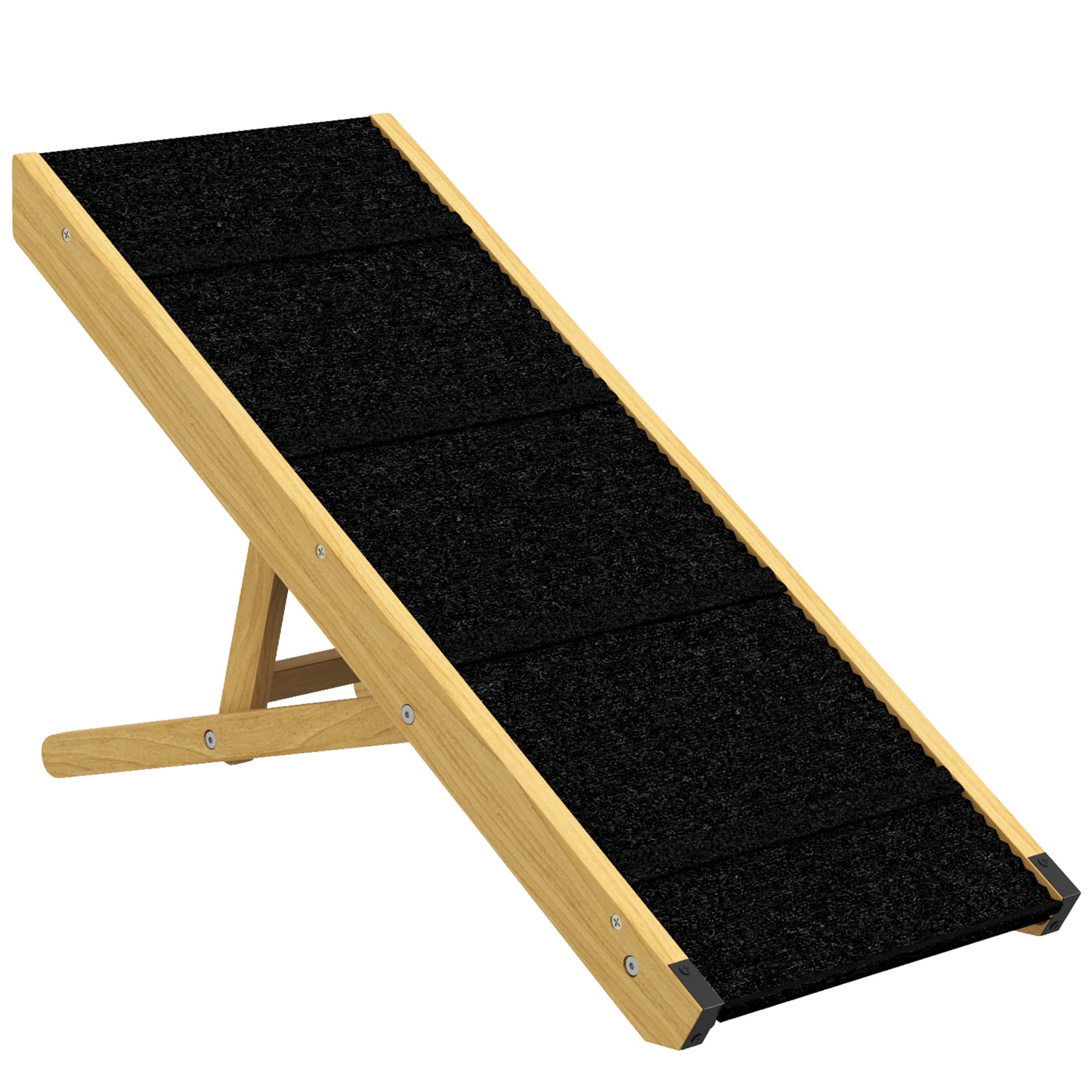PawHut Rampe pliable pour chiens en bois facile à transporter, 4 hauteurs, 83,5 x 35 x 47,5 cm, bois naturel