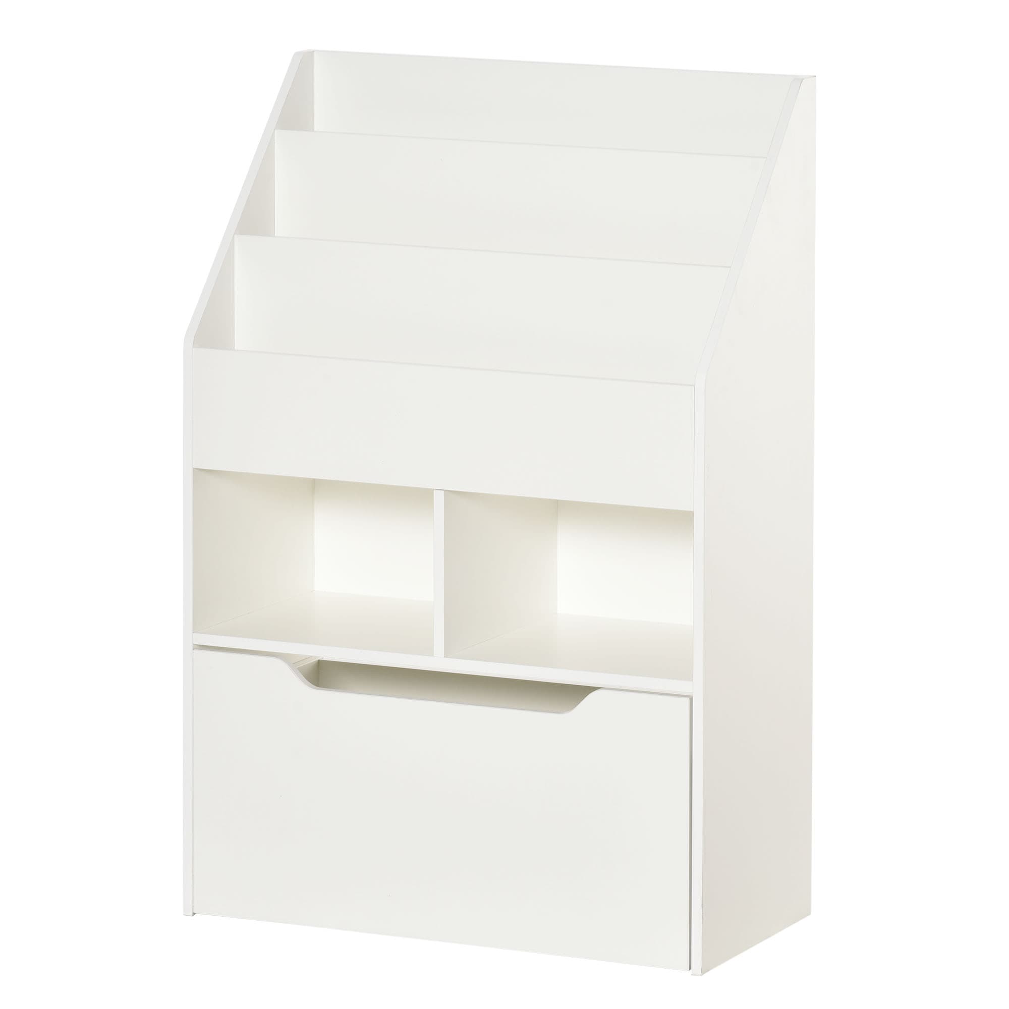 HOMCOM Etagère pour Enfants avec Tiroir, Etagère à Livres avec Etagères, 60 x 29,9 x 90 cm, Blanc