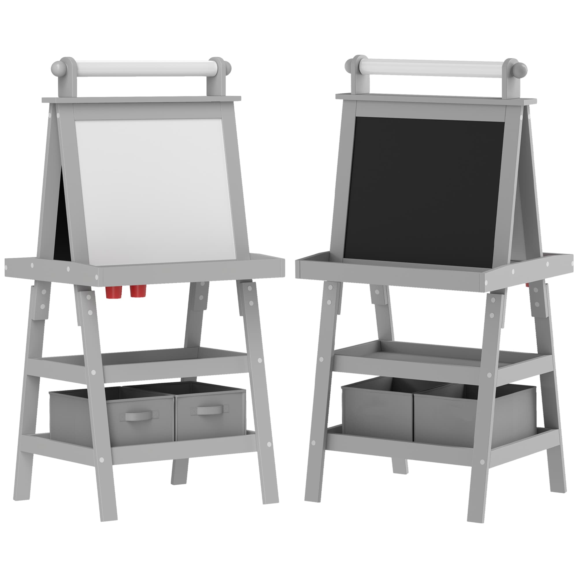 AIYAPLAY Table pour enfant pour 3 à 6 ans en bois, MDF noir, blanc, gris incl. avec garde-corps, avec tableau Aosom France