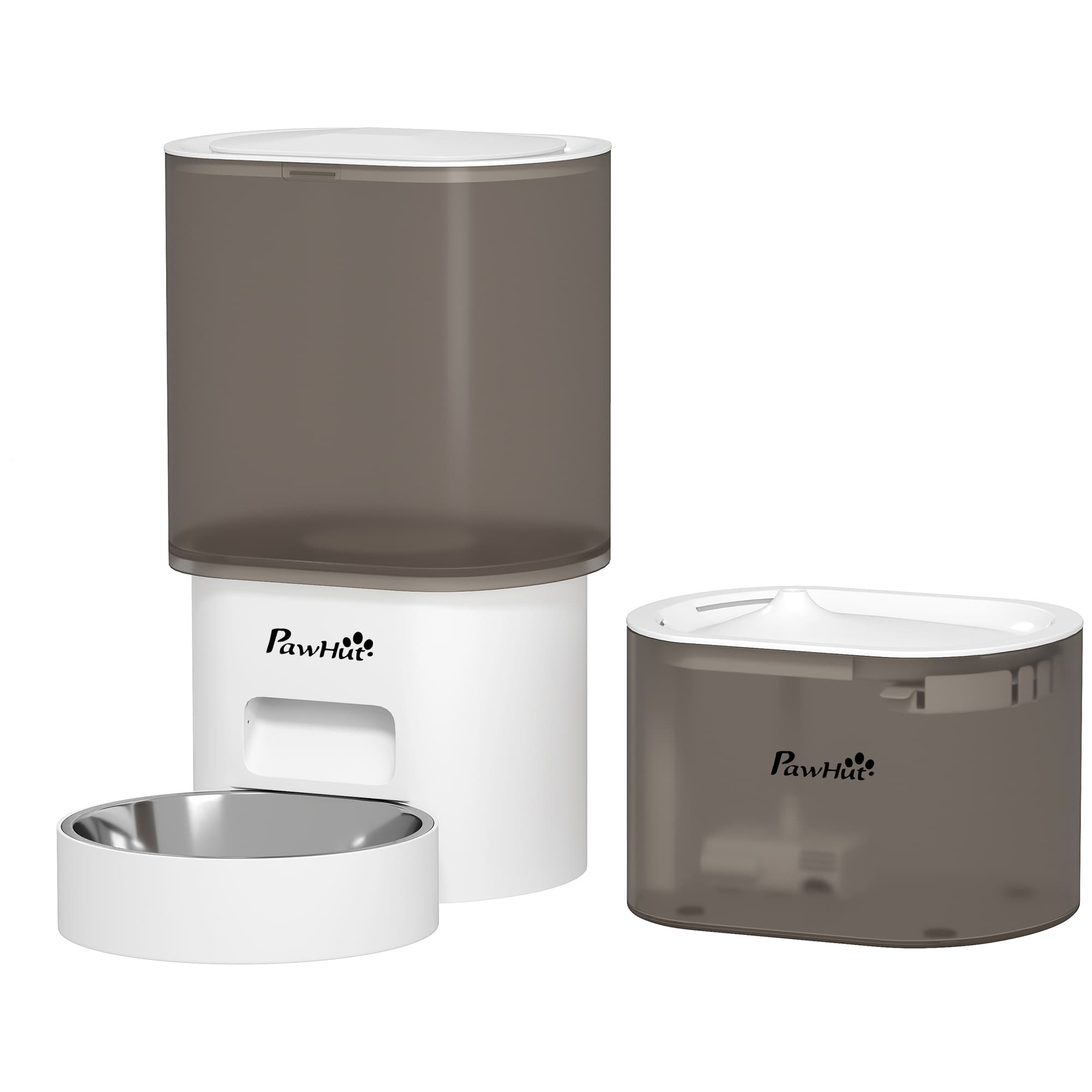 PawHut Ensemble de mangeoire et distributeur d'eau pour animaux de compagnie, mangeoire pour chat et fontaine d'eau, blanc