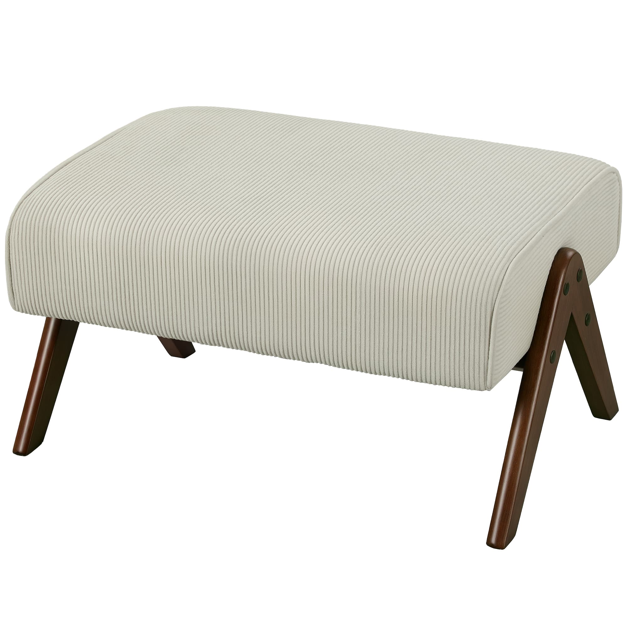 HOMCOM Repose-Pieds de Salon Tabouret Bas avec Assise Rembourrée Pieds en Bois pour Salon Chambre à Coucher 69x47x36 cm Beige