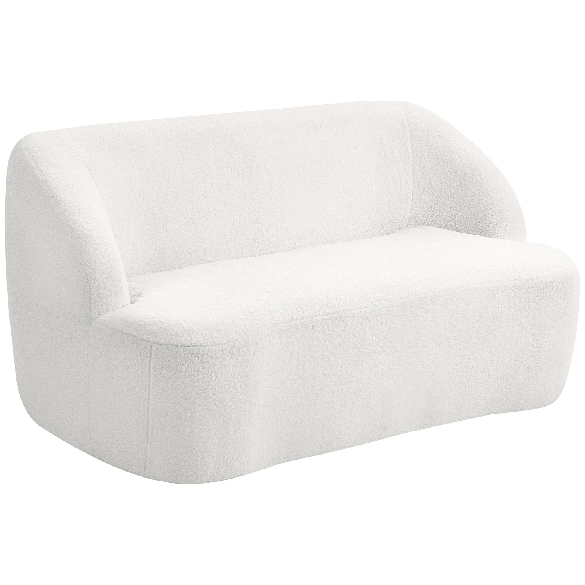 HOMCOM Canapé 2 Places, Design Courbé, Canapé Rembourré avec Housse en Polaire, pour Salon, Chambre, Bureau Domicile, Blanc Crème