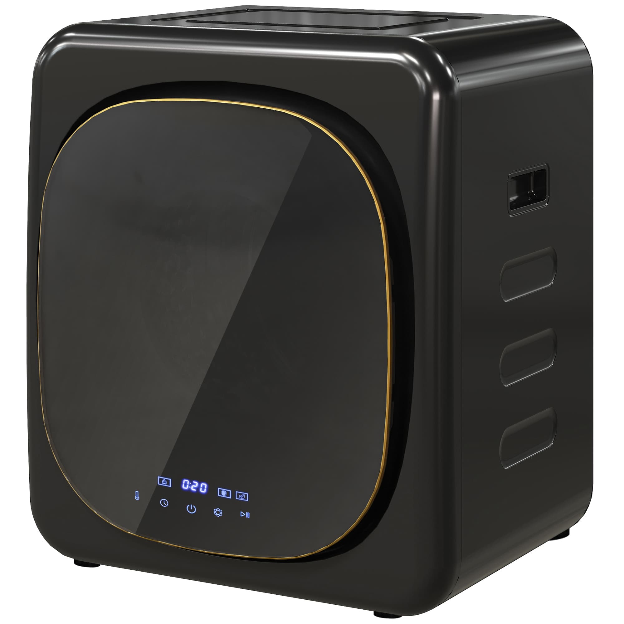 HOMCOM Sèche-linge avec désinfection UV, conception compacte, 4 kg de capacité, acier inoxydable, noir