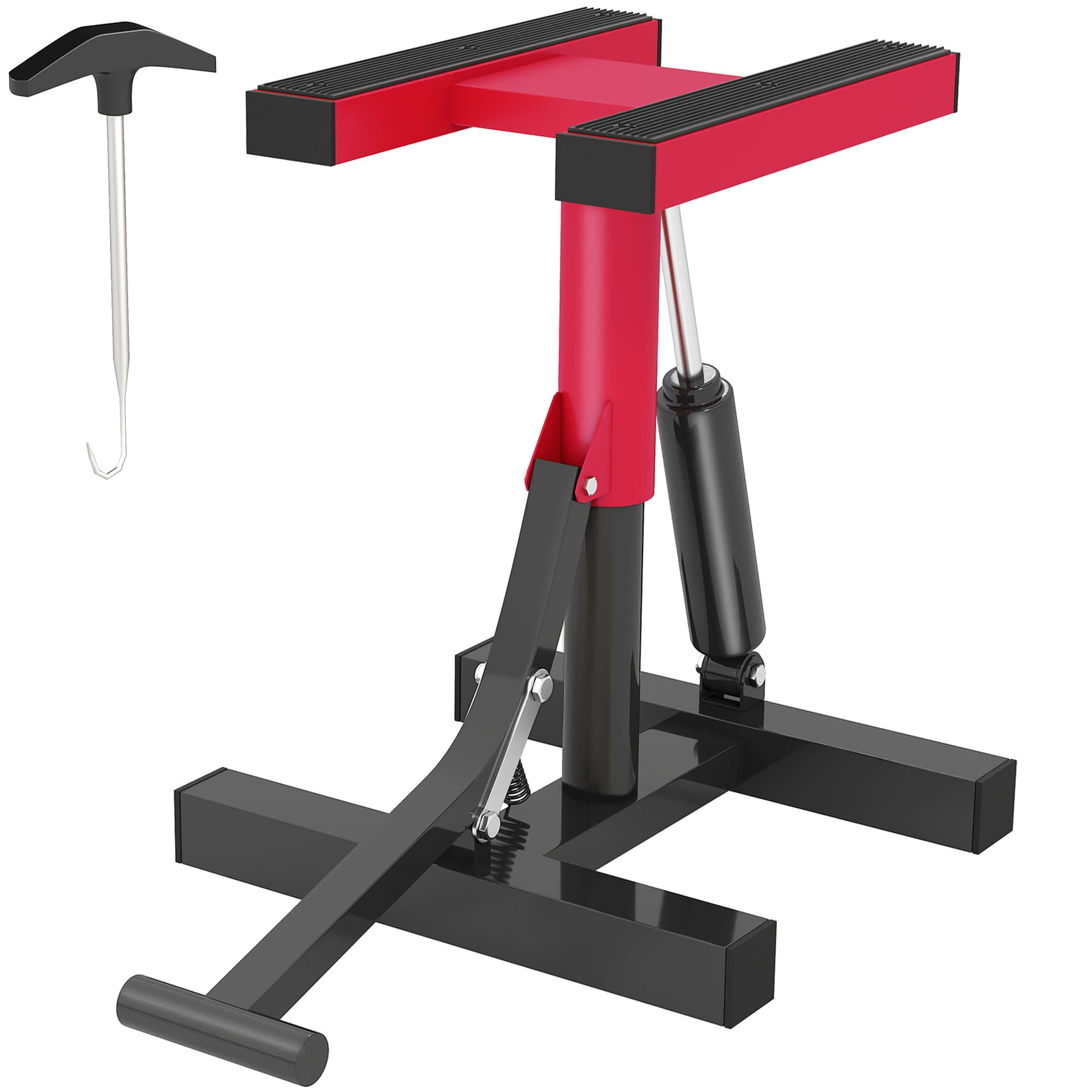 HOMCOM Béquille Élévatrice en Acier Capacité 150kg, Hauteur Réglable et Plateau Antidérapant, Rouge