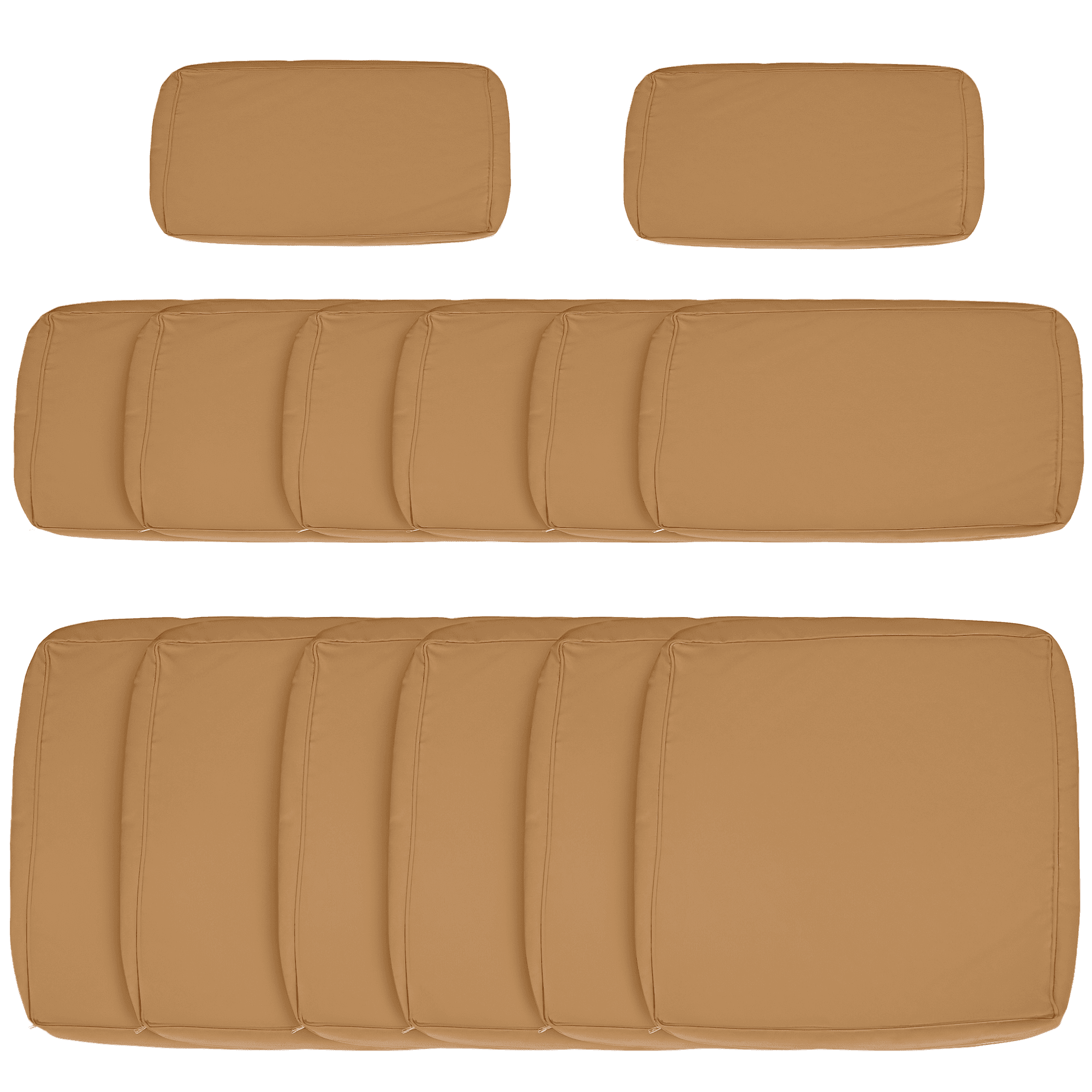 Outsunny Lot de 14 Housses de Rechange Coussins Salon de Jardin - 6 Housses Coussin d'assise, 8 Housses Coussin Dossier Marron Aosom France