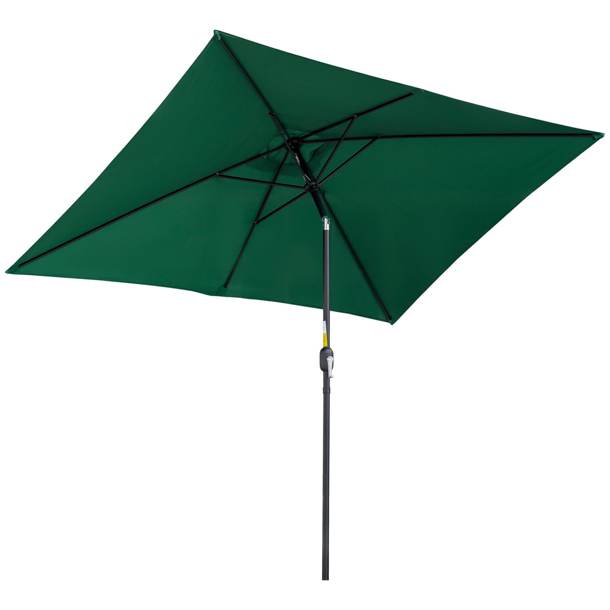 Outsunny Parasol Rectangulaire Inclinable Vert 3x2m Aluminium Polyester Haute Densité Anti-UV Aosom France
