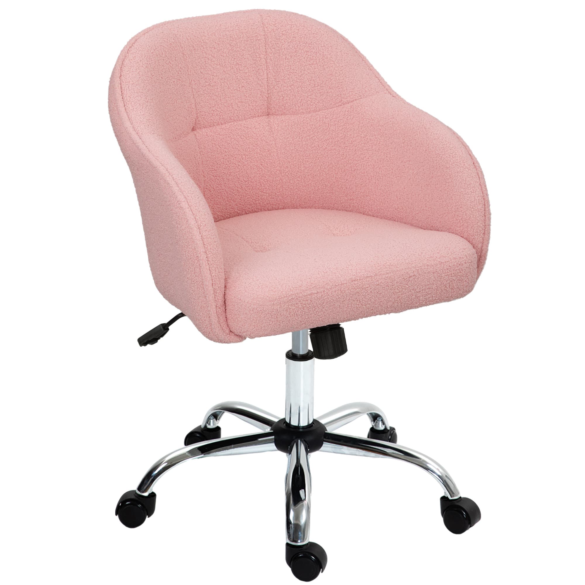 HOMCOM Chaise de bureau, fauteuil de bureau ergonomique, hauteur réglable, assise et dossier rembourrés, rose