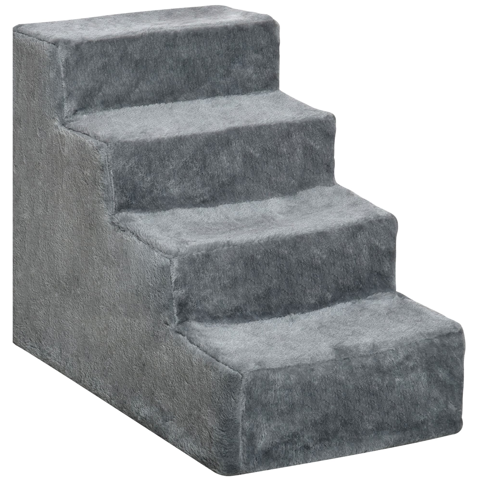PawHut Escalier pour chien à 4 marches échelle antidérapante pour animaux de compagnie housse amovible et lavable 60 x 35 x 44 cm gris clair