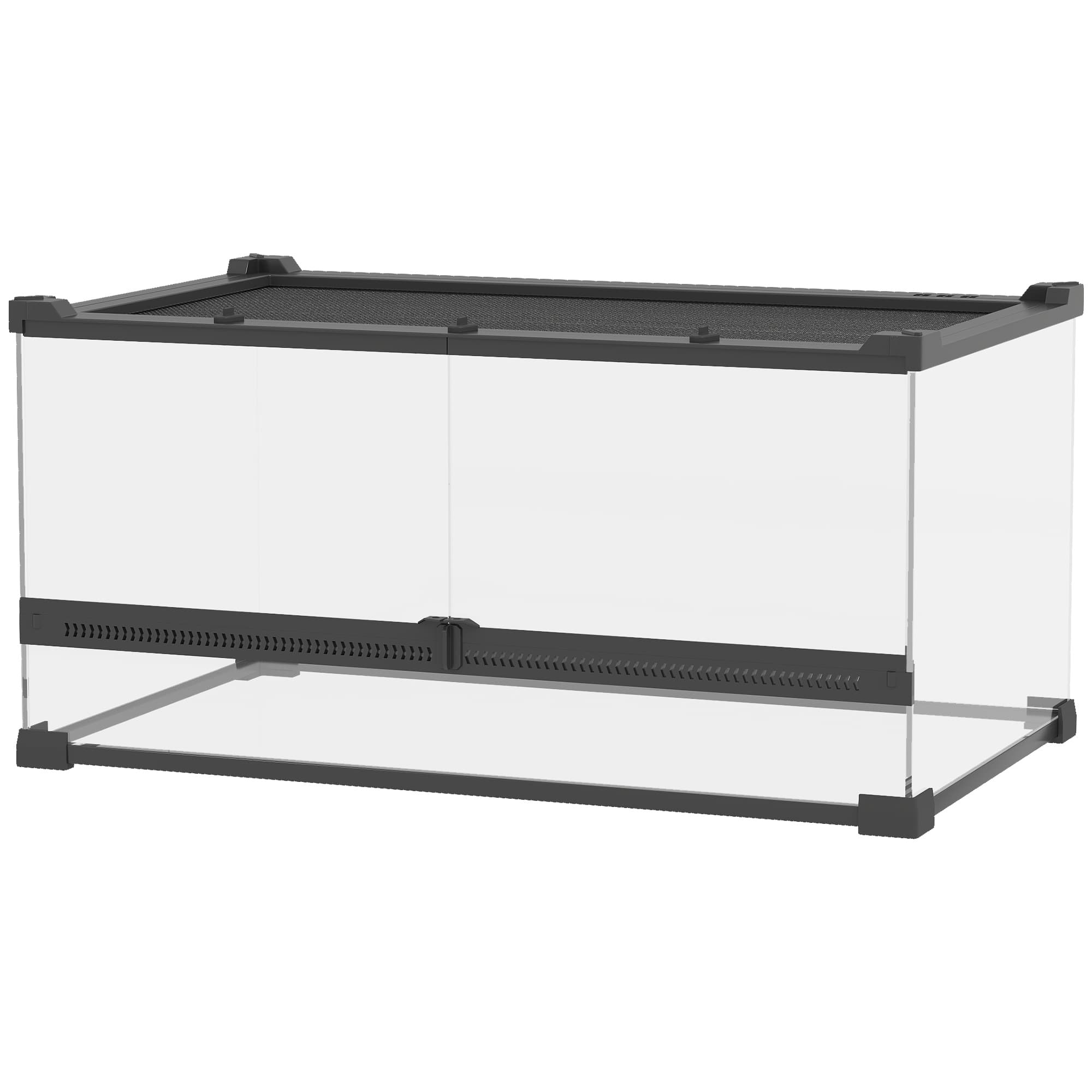 PawHut Terrarium en verre pour reptiles, fond surélevé et étanche, fermeture à bouton