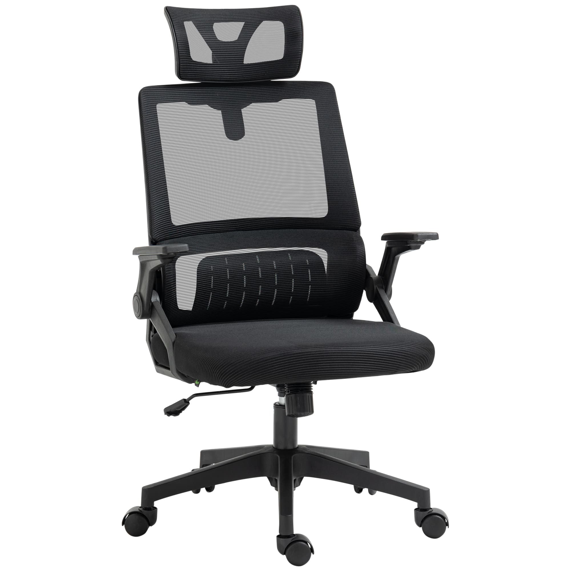Vinsetto Fauteuil de bureau réglable tissu maille polyester dossier ergonomique inclinable pivotant Noir