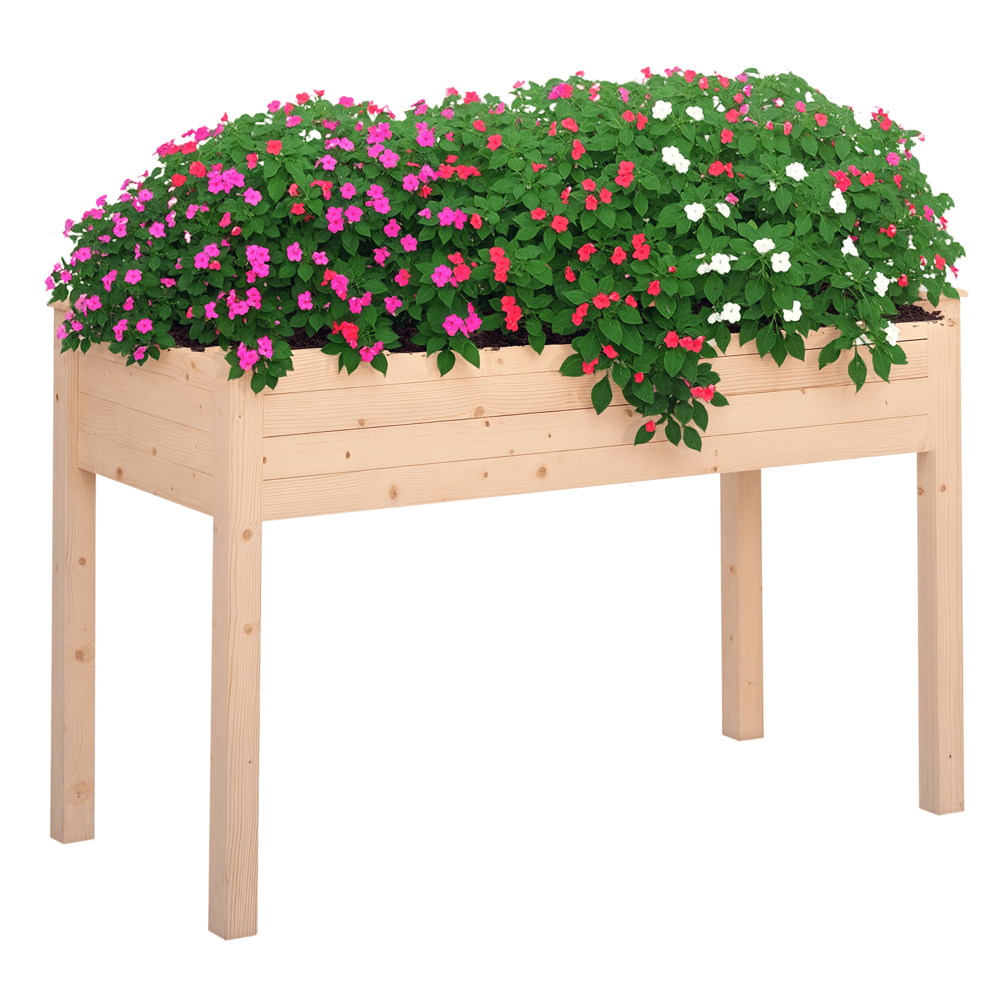 Outsunny Potager surélevé bois jardinière sur pieds plantation fleur légume plante tissu non tissé inclus idéal pour terrasse cour jardin sapin